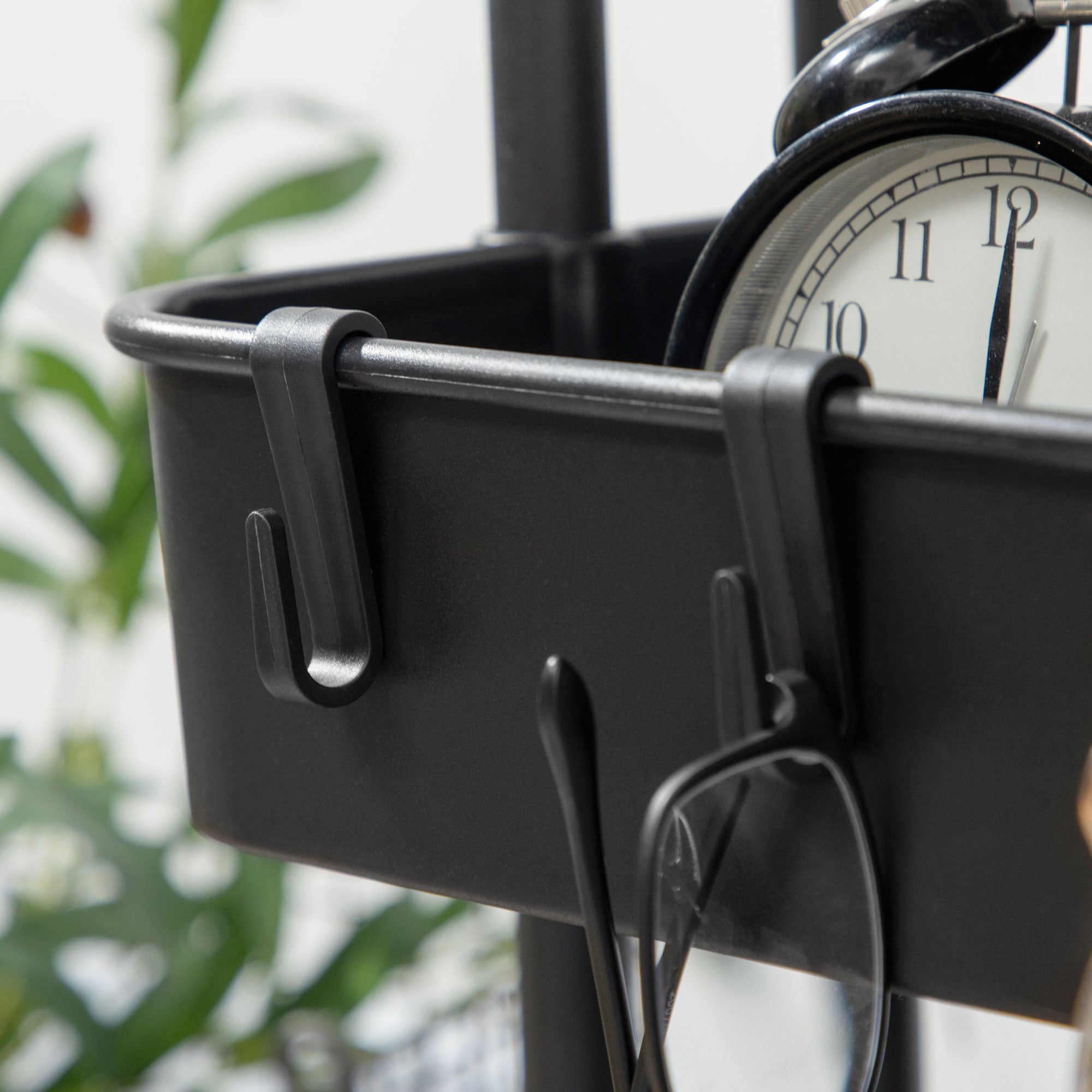 3-Tier Serving Cart with Handle, Rolling Kitchen Cart with Hooks and Storage Baskets, Multi-Purpose Cart for Kitchen, Office, Bathroom, Black