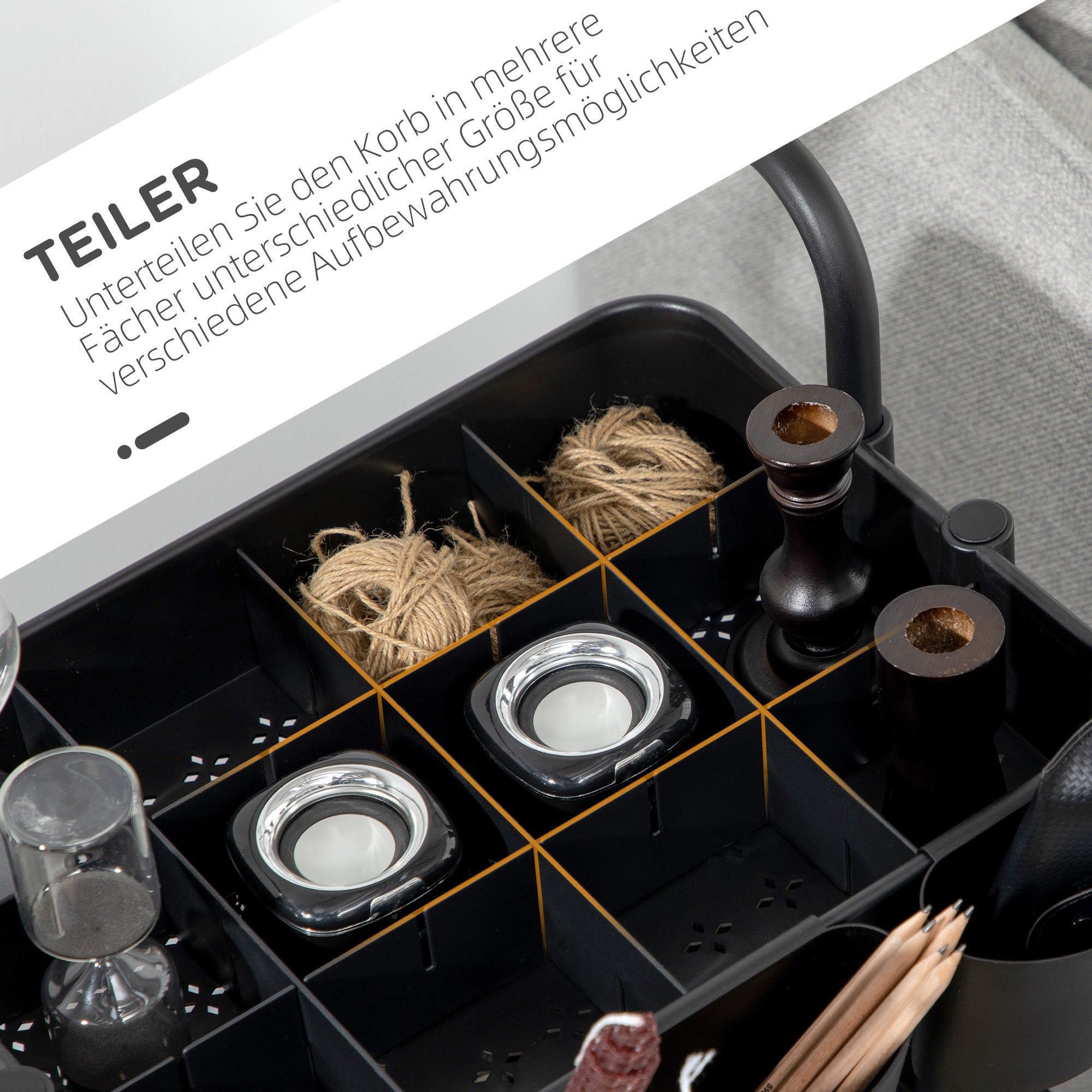 3-Tier Serving Cart with Handle, Rolling Kitchen Cart with Hooks and Storage Baskets, Multi-Purpose Cart for Kitchen, Office, Bathroom, Black