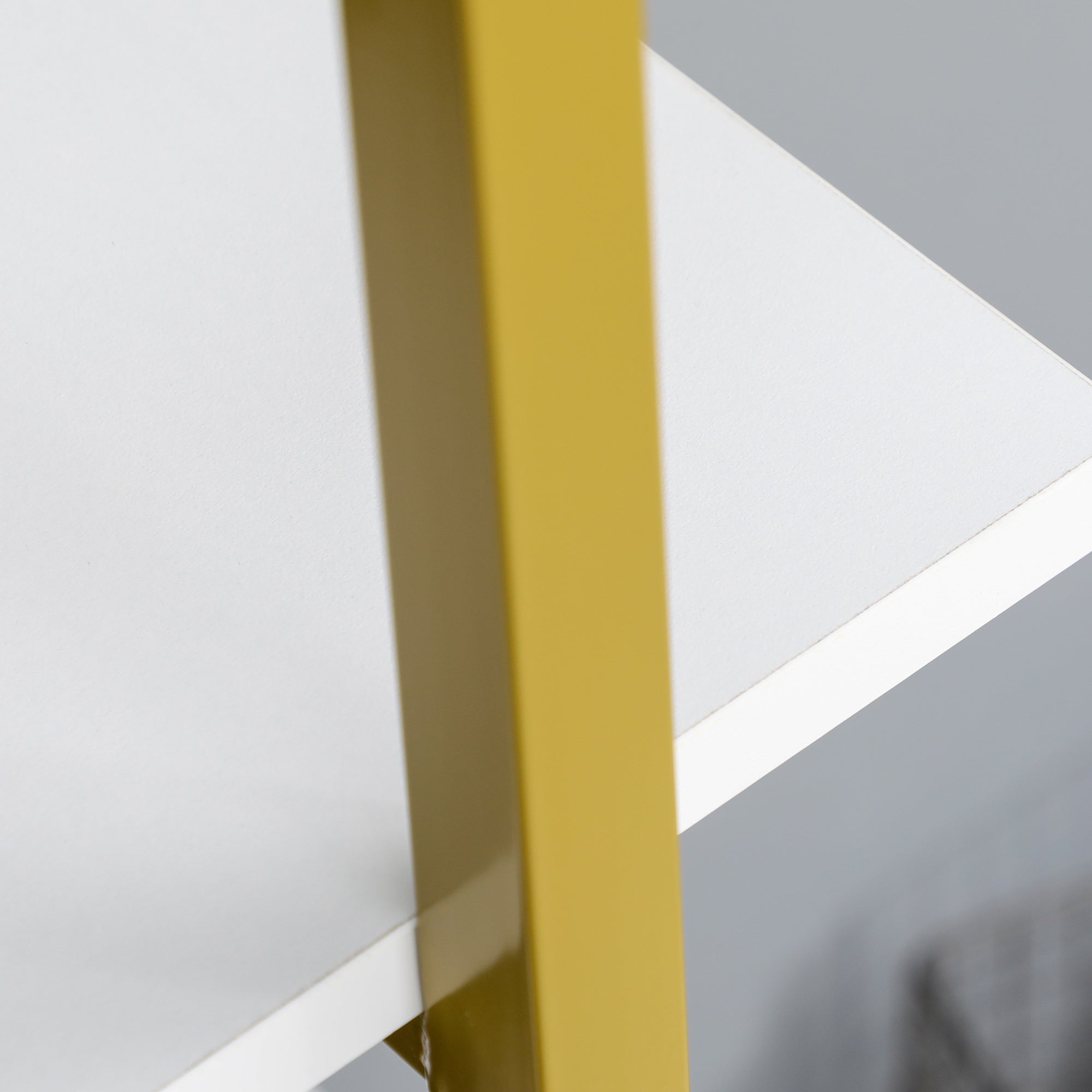 4-Level Raised and Multi-Purpose Bookshelf, in MDF and Steel, 92x35x152cm, White and Gold