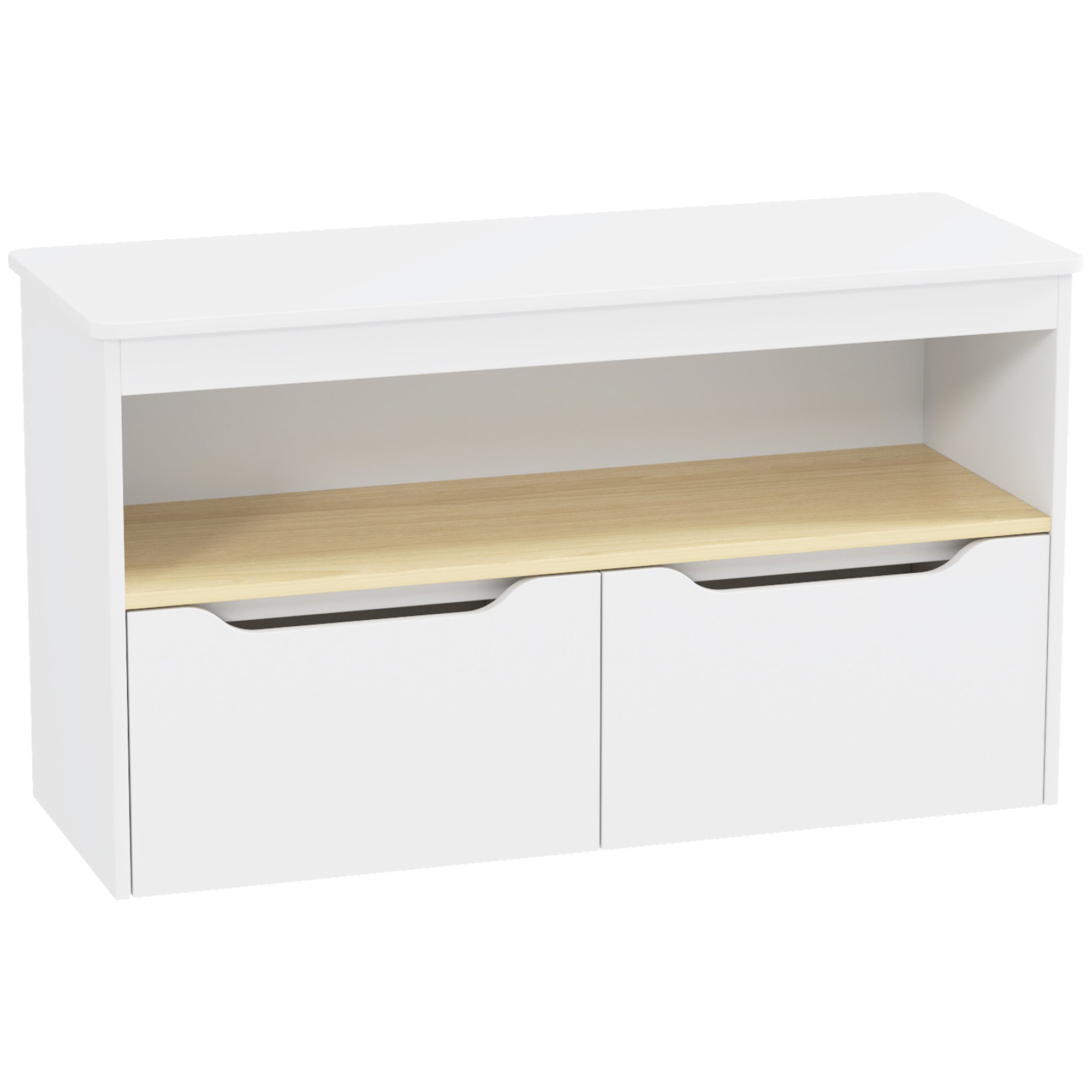 Children's Toy Shelf Bookcase with 2 Drawers and Compartment for Living Room Bedroom Playroom 80x30x45 cm White