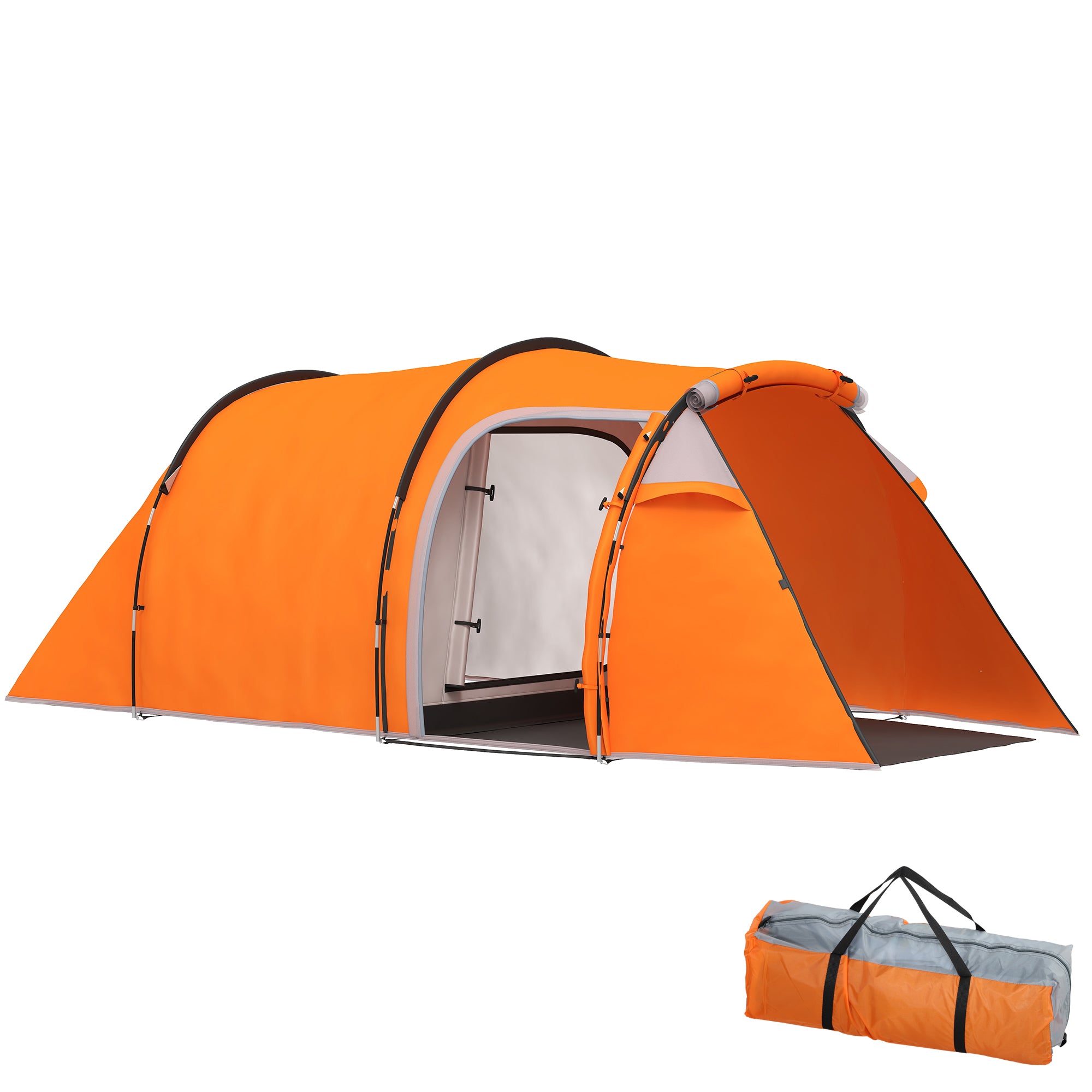 Tunnel Tent for 2–3 People, Camping Tent with Vestibule & Lantern Hook, 2000 mm Waterproof, Family/Group Tent for Travel, Trekking, Garden – Orange
