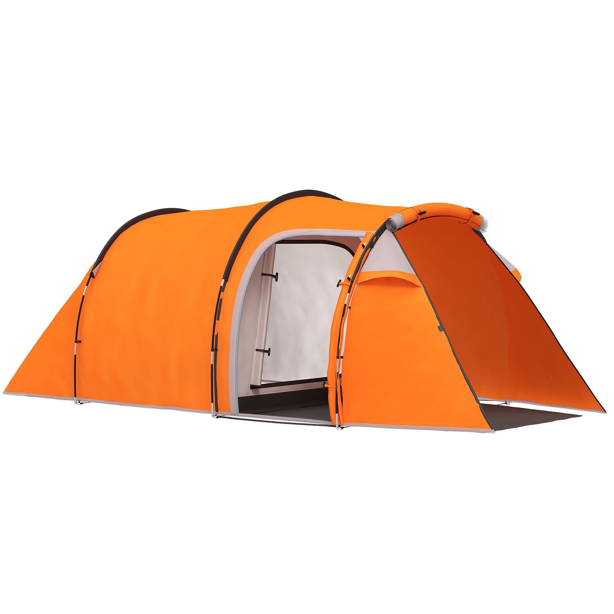 Tunnel Tent for 2–3 People, Camping Tent with Vestibule & Lantern Hook, 2000 mm Waterproof, Family/Group Tent for Travel, Trekking, Garden – Orange