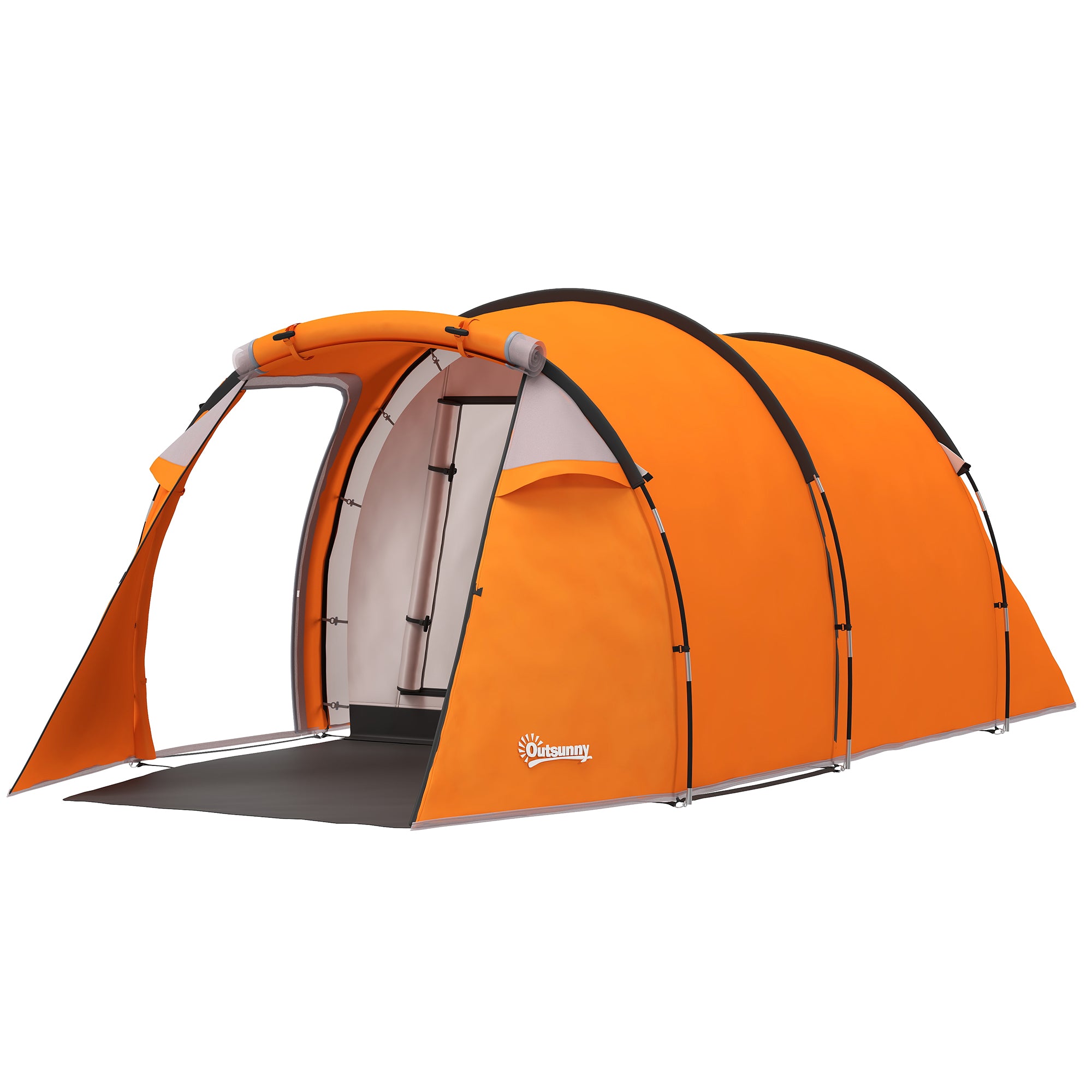 Tunnel Tent for 2–3 People, Camping Tent with Vestibule & Lantern Hook, 2000 mm Waterproof, Family/Group Tent for Travel, Trekking, Garden – Orange