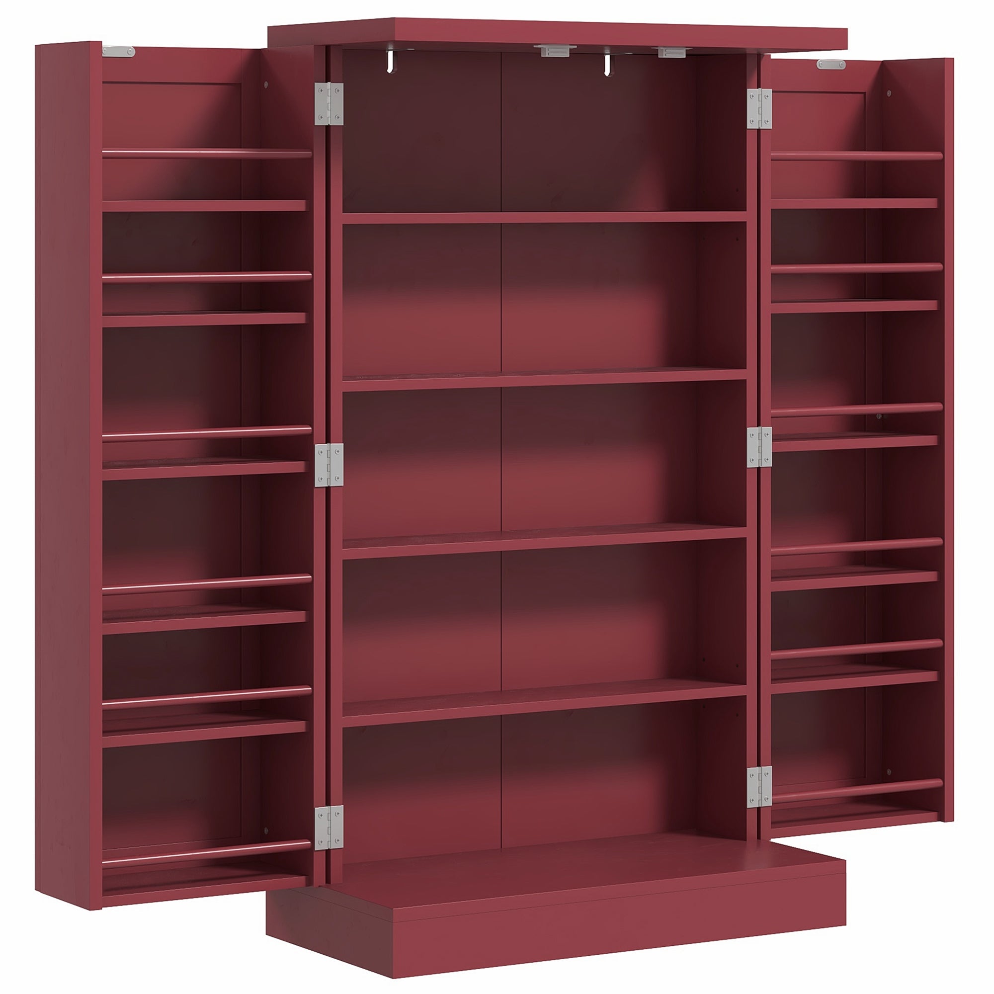 Kitchen Buffet Storage Cabinet Kitchen 12 Adjustable Shelf Door Shelves 60 x 30 x 104 cm for Living Room, Dining Room in Red Wood