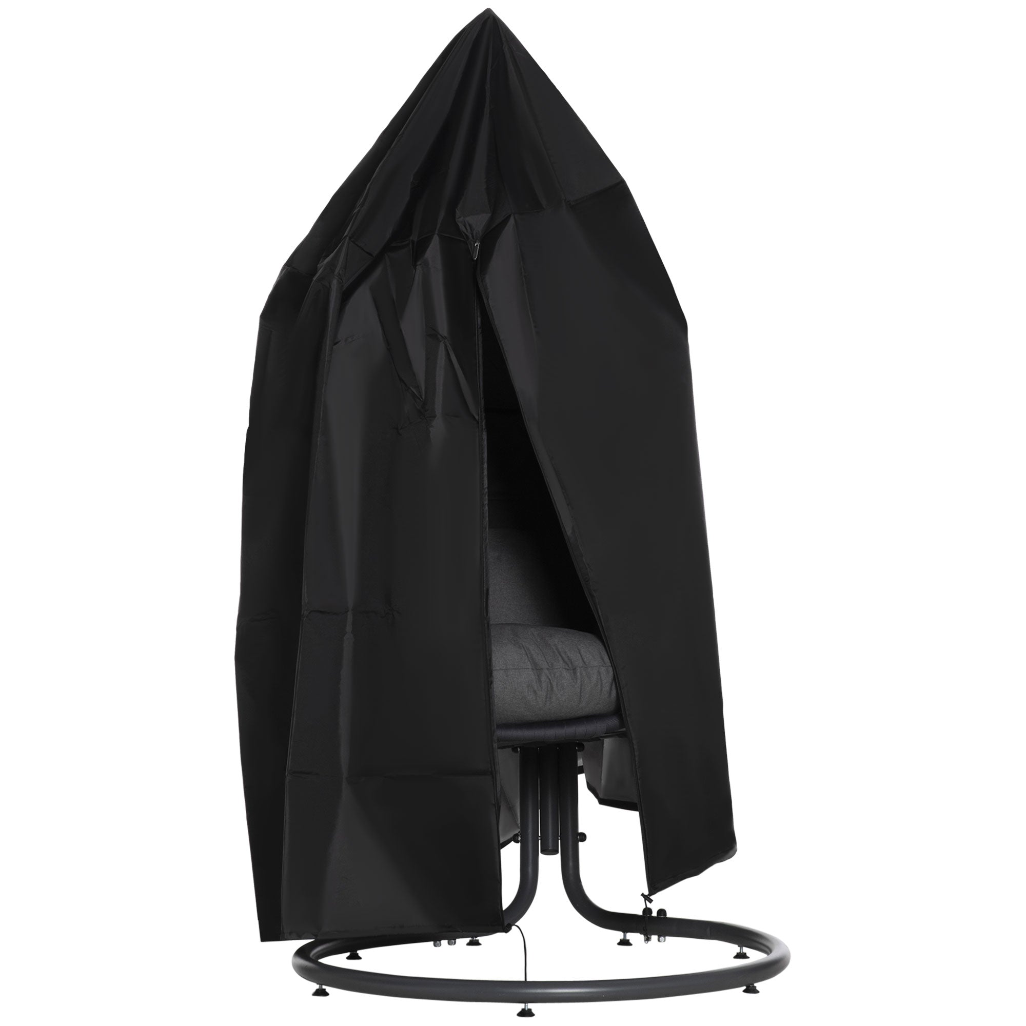 Hanging Chair Cover Waterproof Windproof Protective Cover with Zipper 210D Oxford Covers for Hanging Basket Swing Chair Hammock Ø115 x 190H cm Black