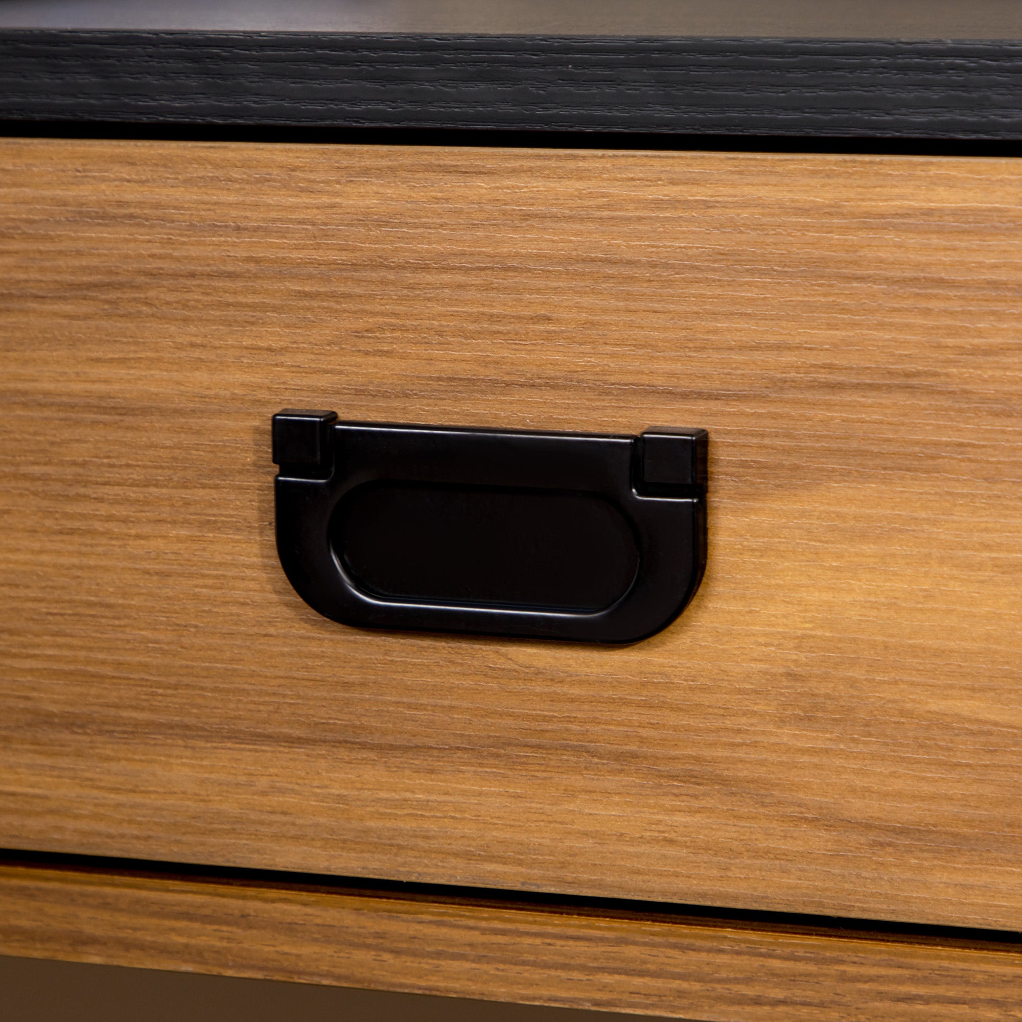 Industrial Design Computer Desk with Large Desk and Shelf Drawer in Particle Board 110 x 50 x 76 cm Walnut and Black Appearance