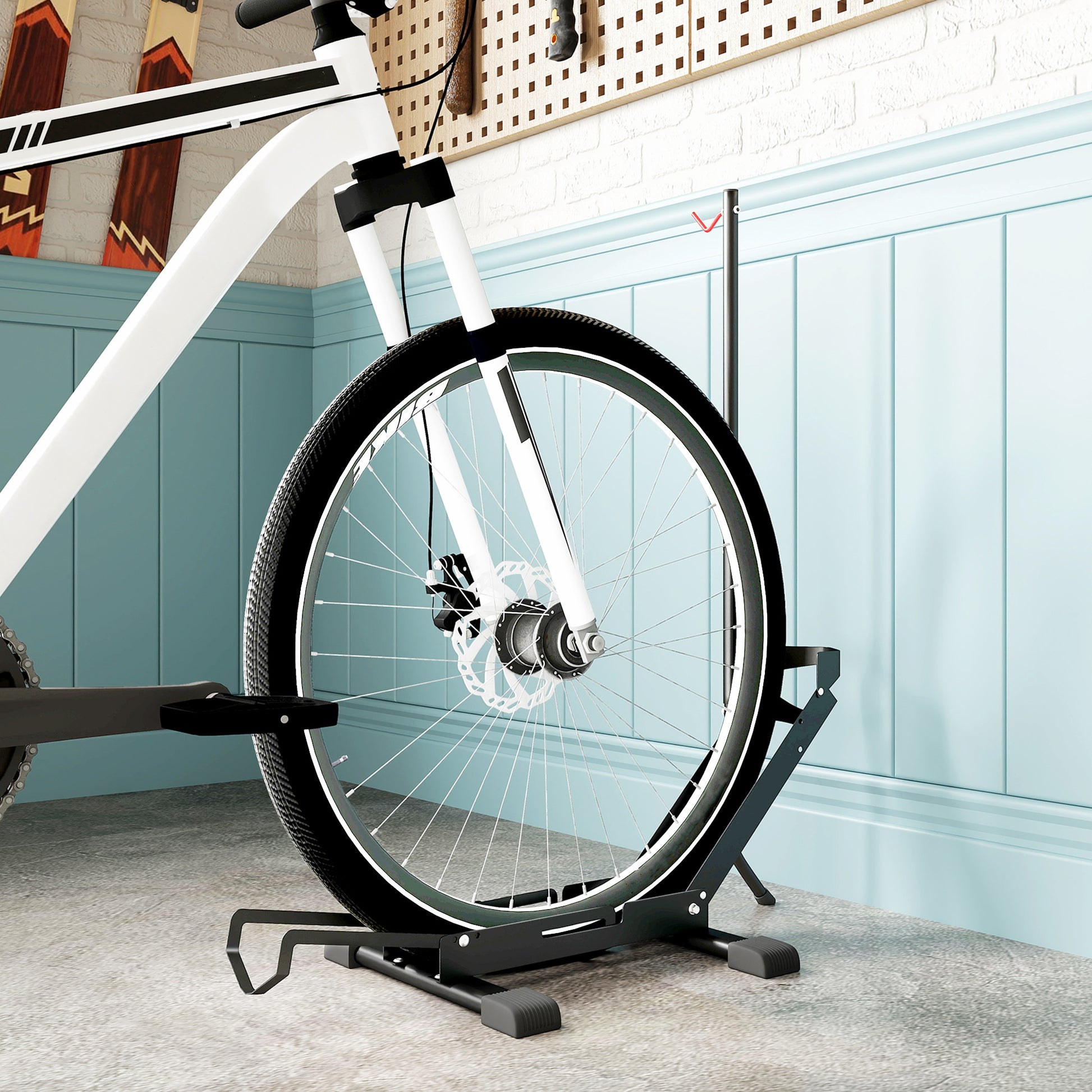 SPORTNOW Bike Stand for Bikes Steel Bike Holder with 80 mm Tire Width Freestanding Floor Bike Rack Multi-Bike Stand Parking Stand Bike Stand for Floor 75 x 41 x 81H cm Black