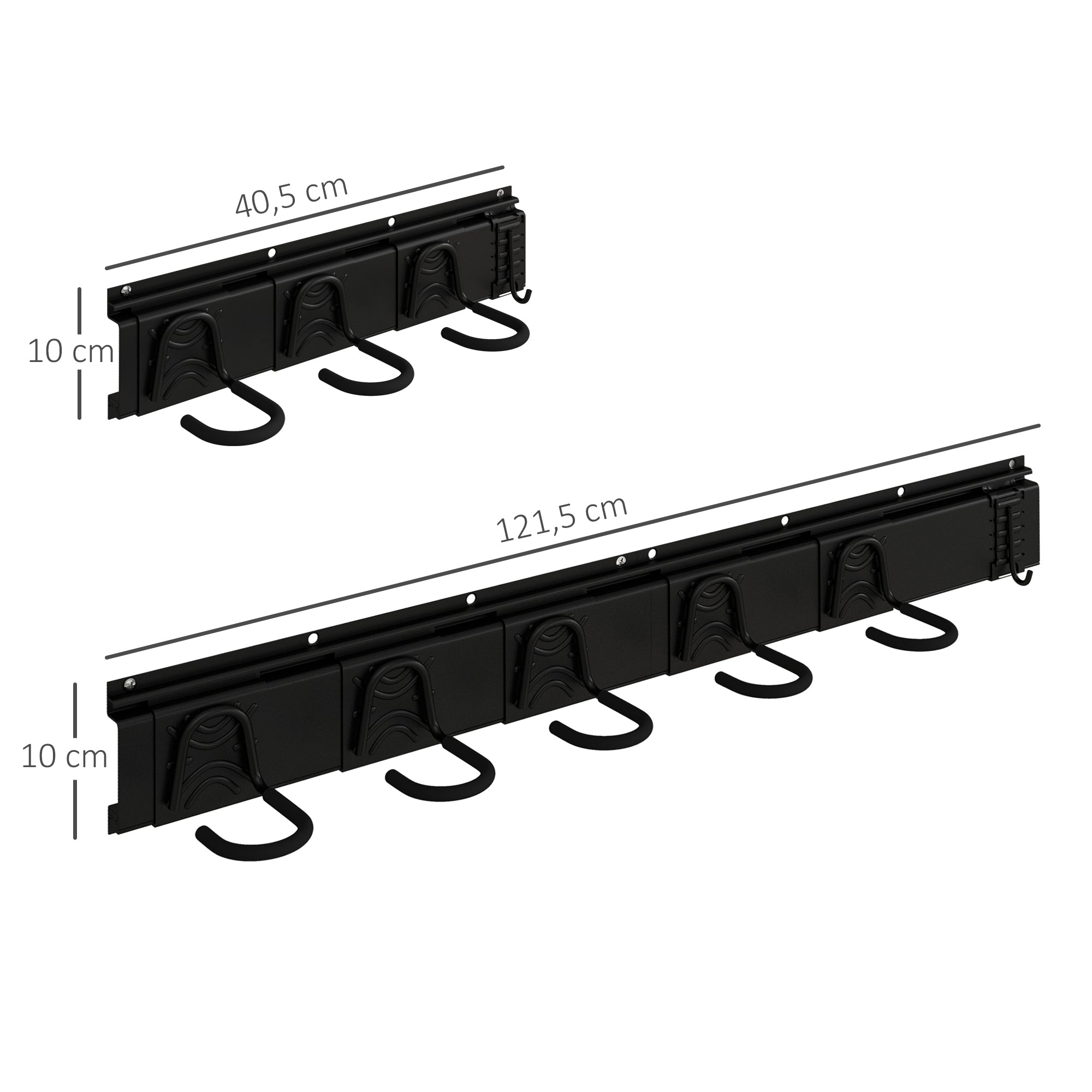 SPORTNOW Wall-Mounted Bike Rack, Bike Storage Rack for 5 Bikes and 3 Helmets, Adjustable Storage Hooks, Bike Rack, 121.5 x 10 cm Black