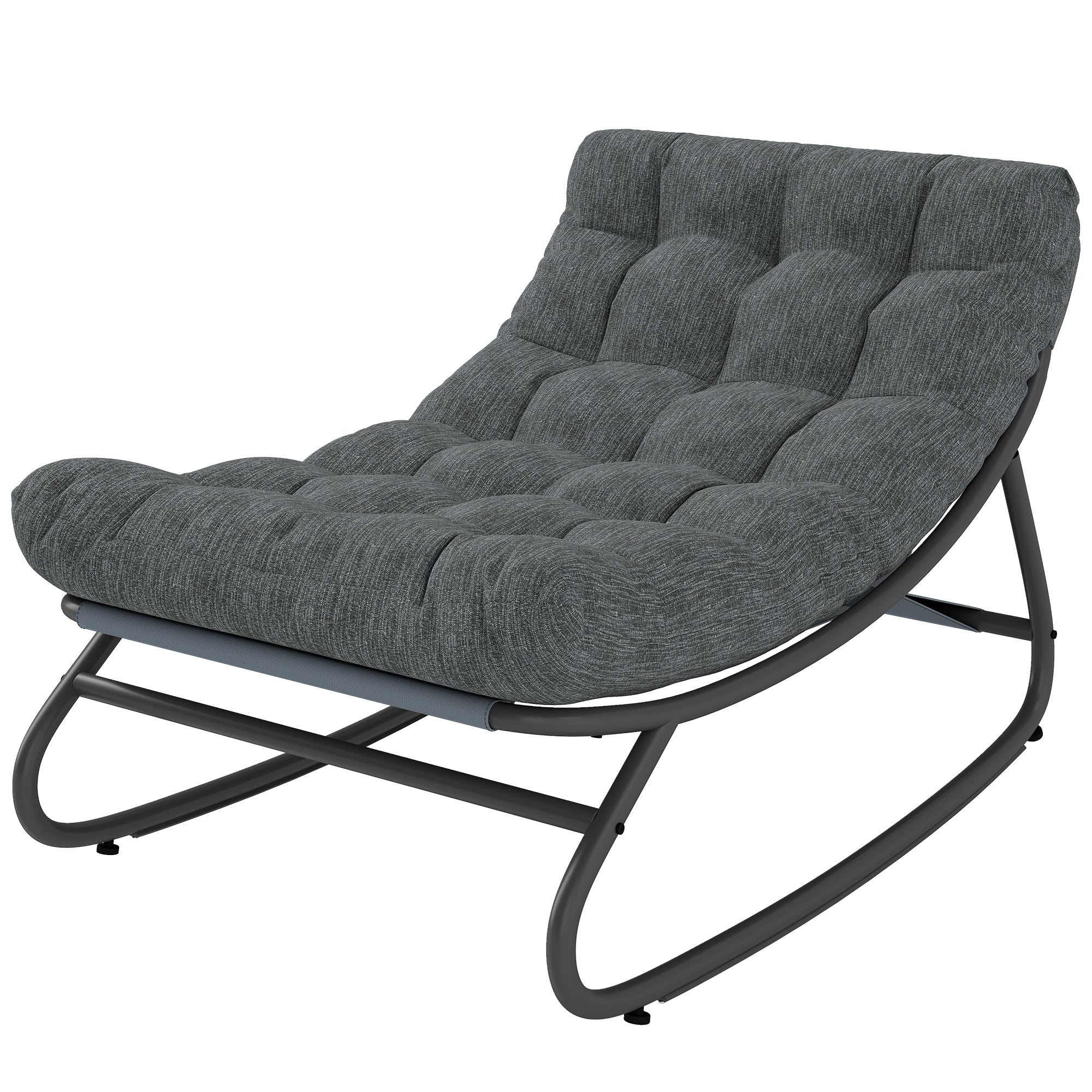 Swing Chair with Wide Mesh Seat and Thick Cushion, Outdoor Relaxing Rocker for Garden, Balcony & Patio, Up to 265 lb, 39.8 x 26.0 x 24.8 in, Gray