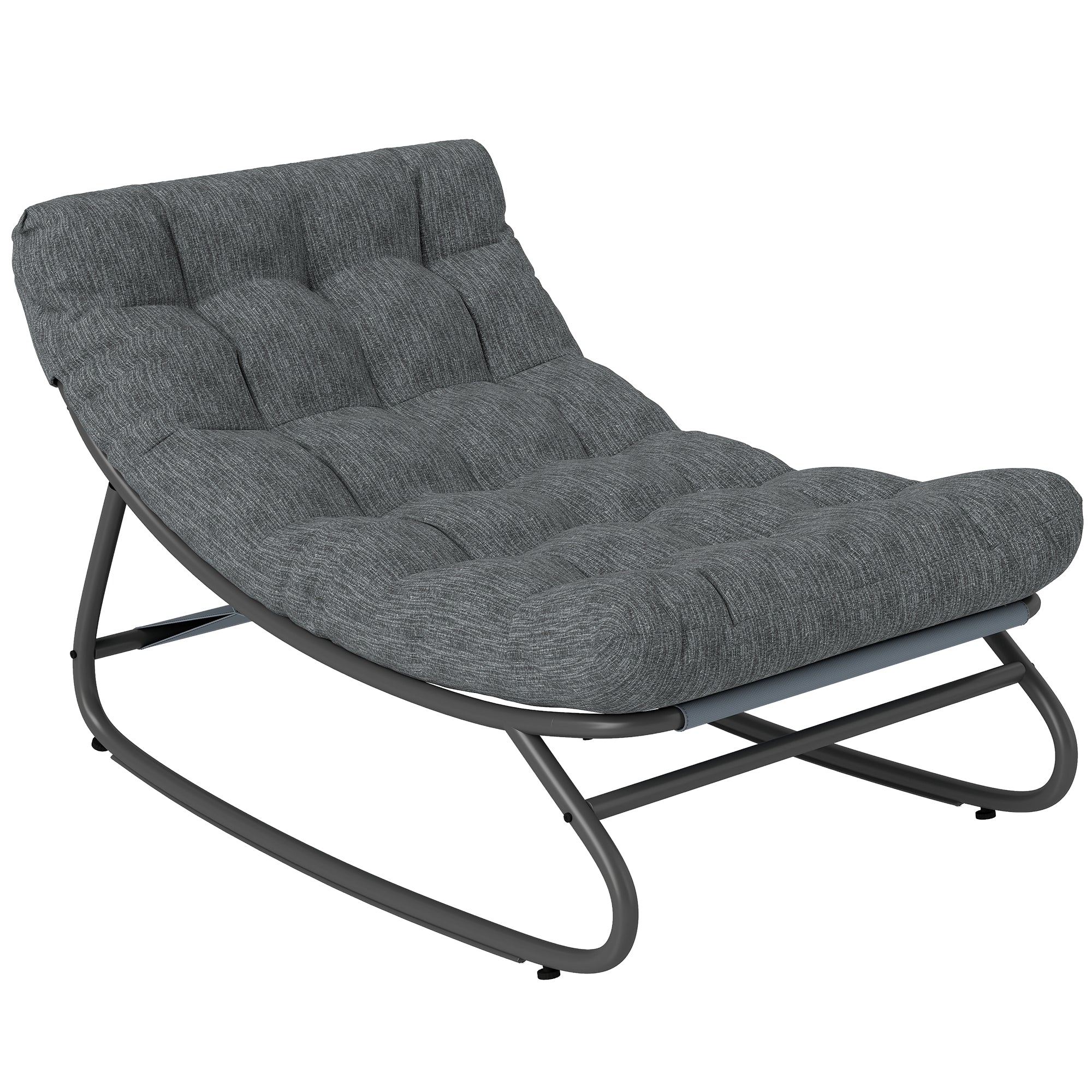 Swing Chair with Wide Mesh Seat and Thick Cushion, Outdoor Relaxing Rocker for Garden, Balcony & Patio, Up to 265 lb, 39.8 x 26.0 x 24.8 in, Gray