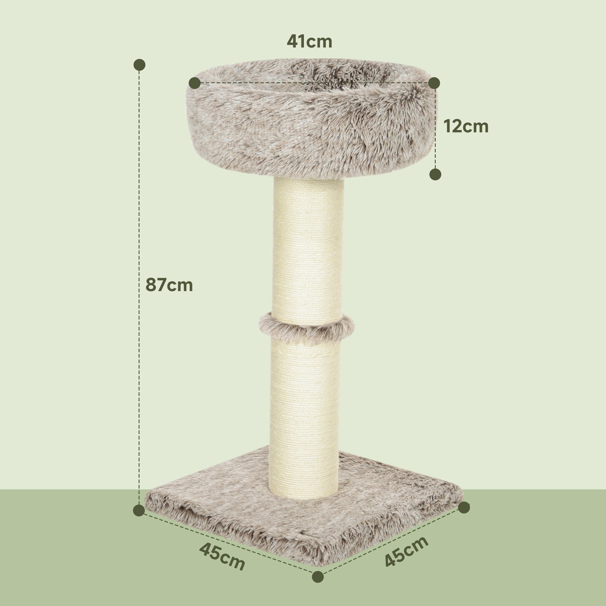 Cat Tree 87 cm High Cat Tower with Bed, Thick Pole, Cat Scratching Post with Sisal Scratching Columns, for Cats Up to 6 kg, Indoor, Brown