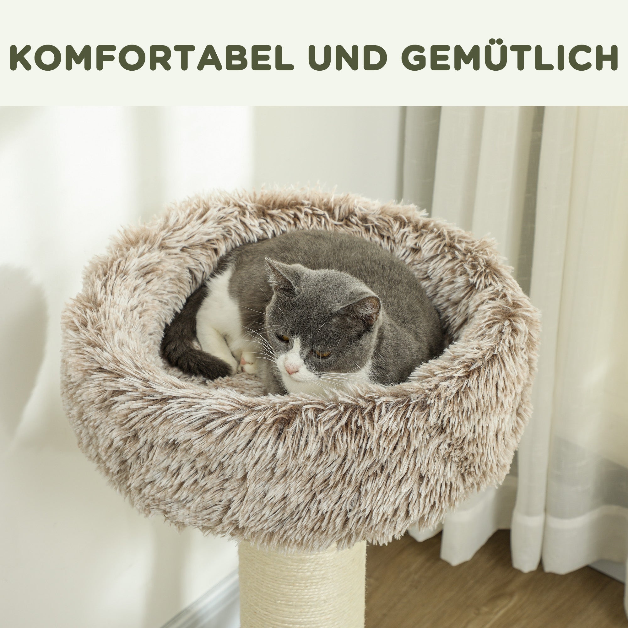 Cat Tree 87 cm High Cat Tower with Bed, Thick Pole, Cat Scratching Post with Sisal Scratching Columns, for Cats Up to 6 kg, Indoor, Brown