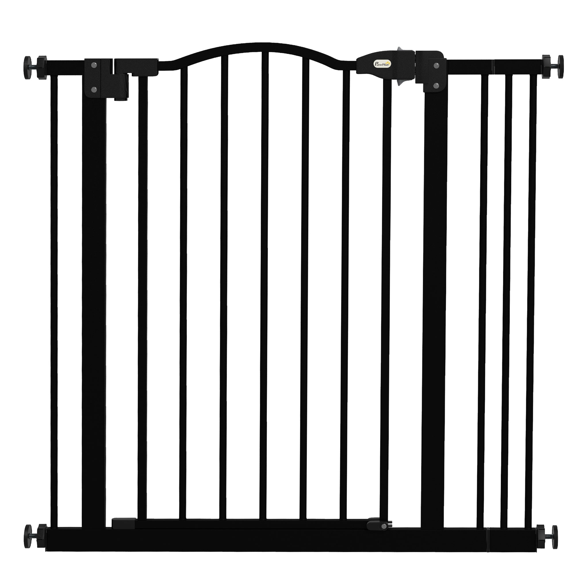 78 cm Indoor Dog Gate, Safety Dog Gate, Extendable Dog Barrier 74-87 cm with Double Lock and Auto Close for Stairs and Door, Black