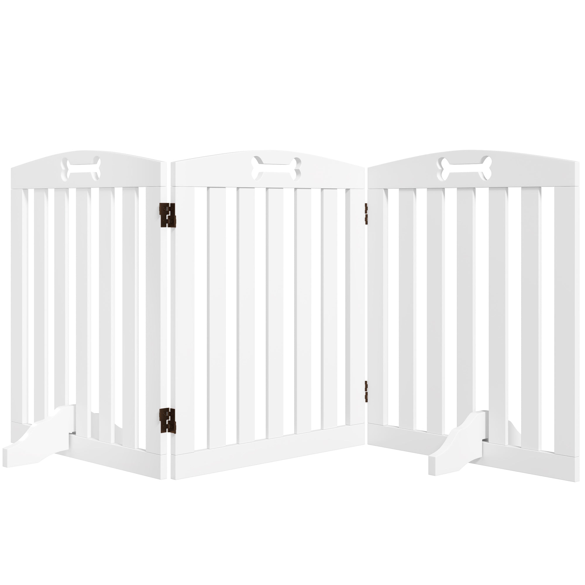 Dog Barrier 3-piece, 155 x 61 cm Foldable Door Guard with 2 Support Feet, Freestanding Dog Gate, Stair Gate for Medium Dogs, for Hallway, Stairs, White
