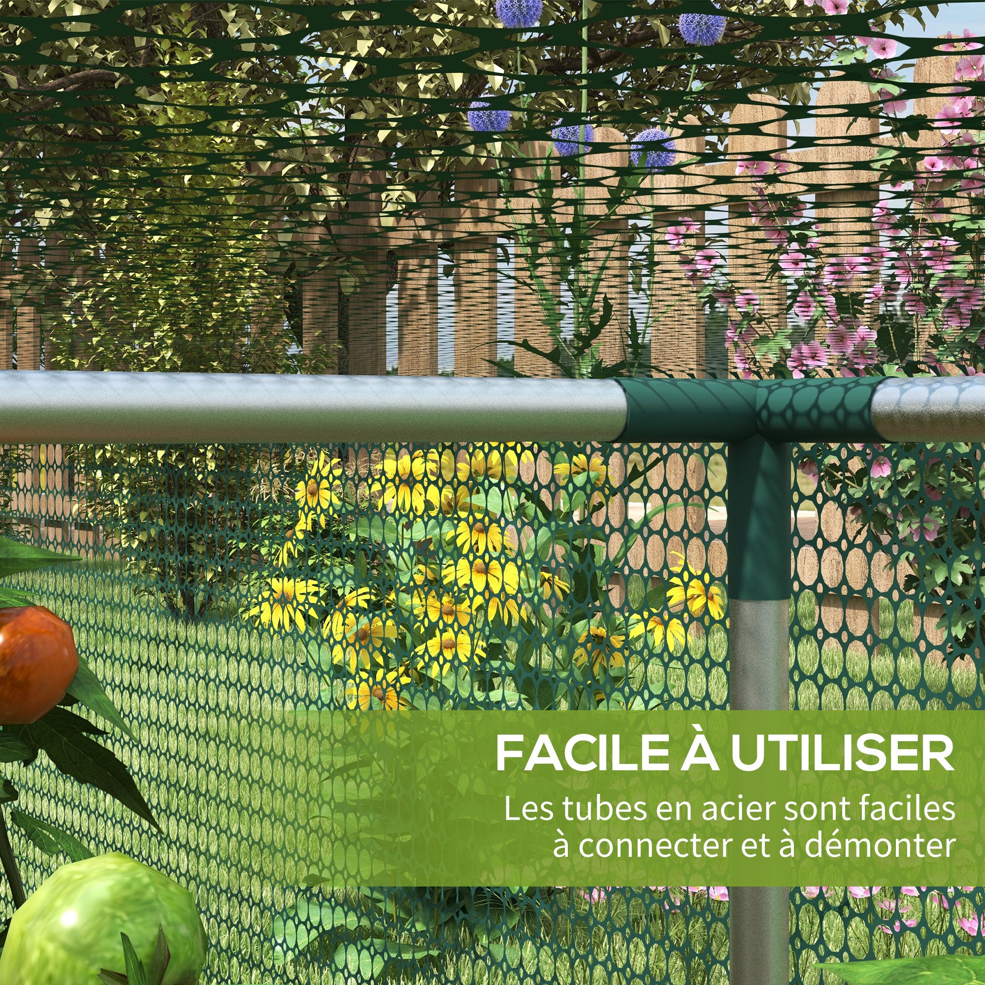 Garden Greenhouse Tomato Plant Net Protection Roll-Up Door HDPE, dim. 125L x 248W x 62.5H cm