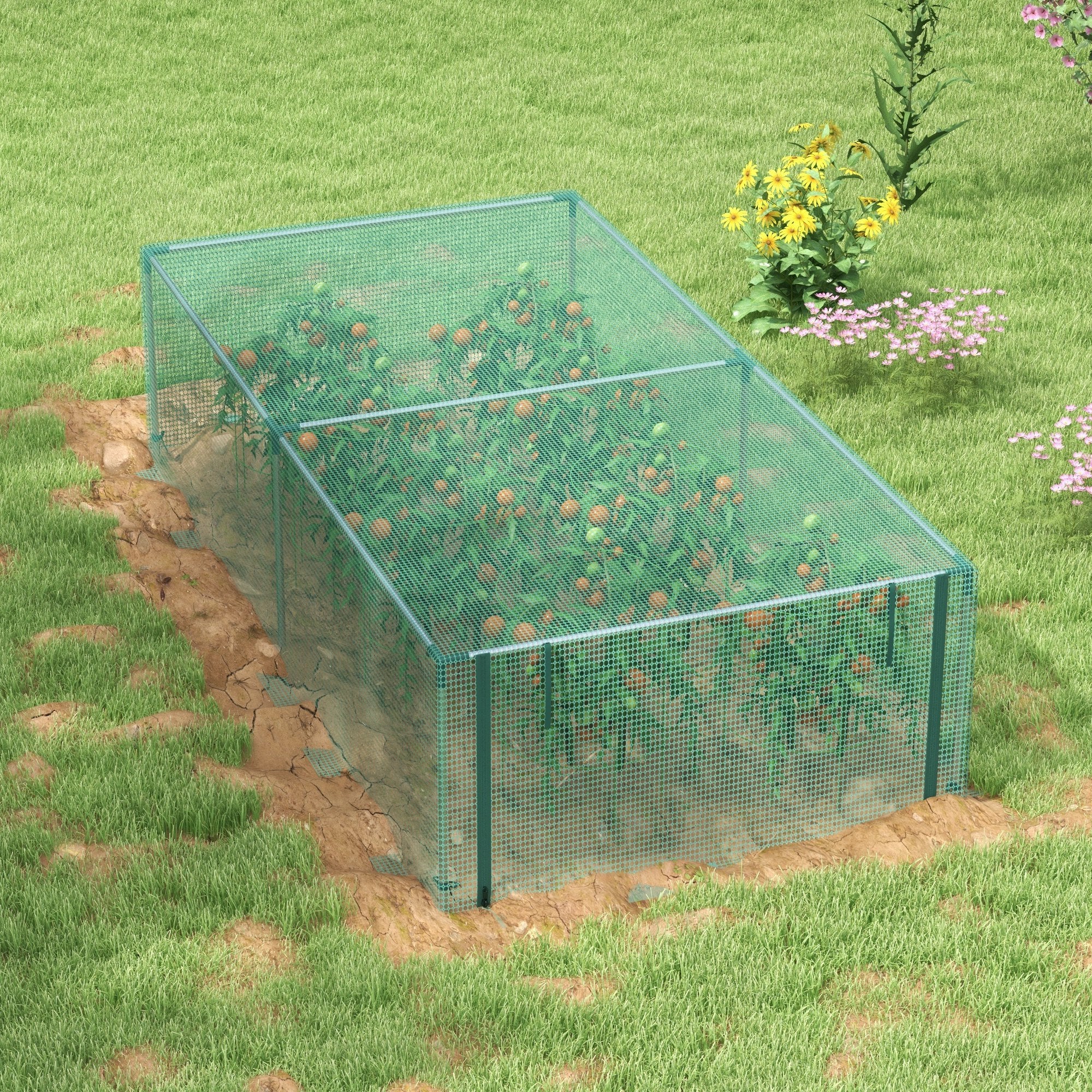Garden Greenhouse Tomato Plant Net Protection Roll-Up Door HDPE, dim. 125L x 248W x 62.5H cm