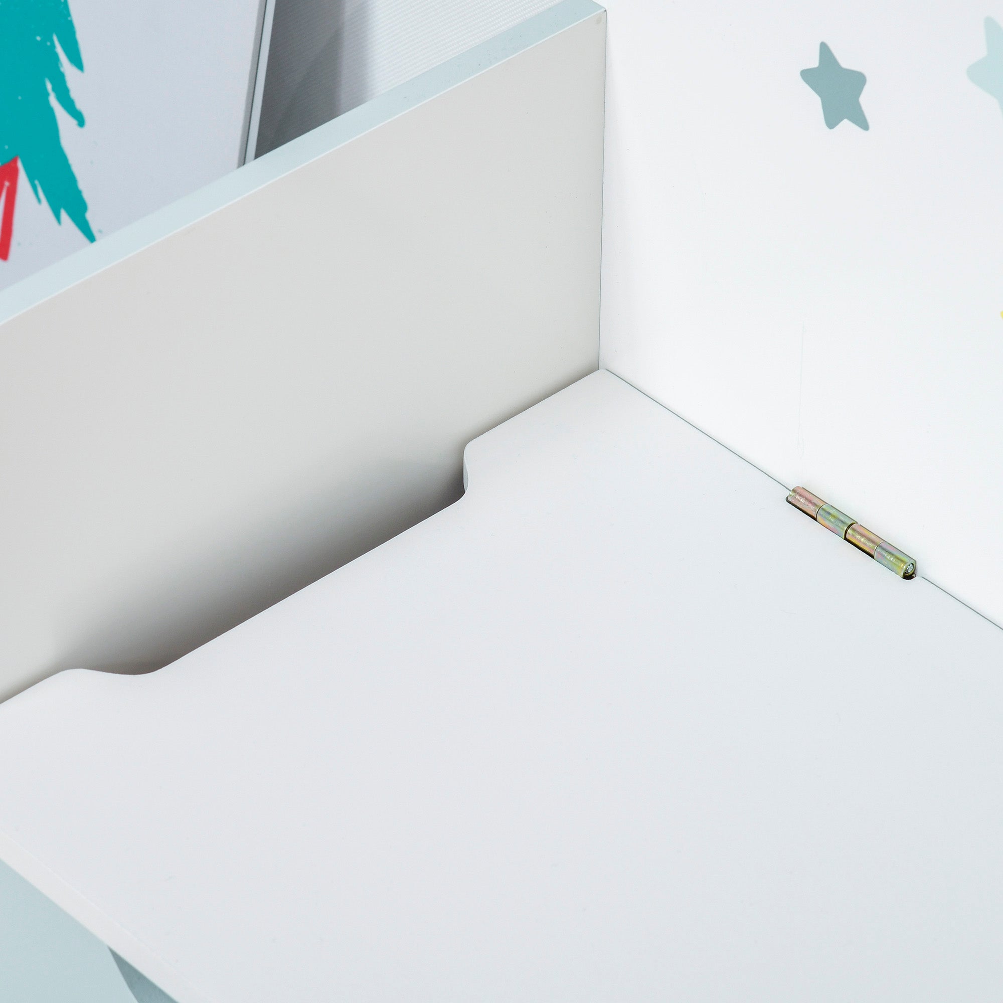 Kids 2-in-1 Wooden Storage Bench with Backrest for Children 3-6 Years Old, 60x30x50 cm, Light Blue