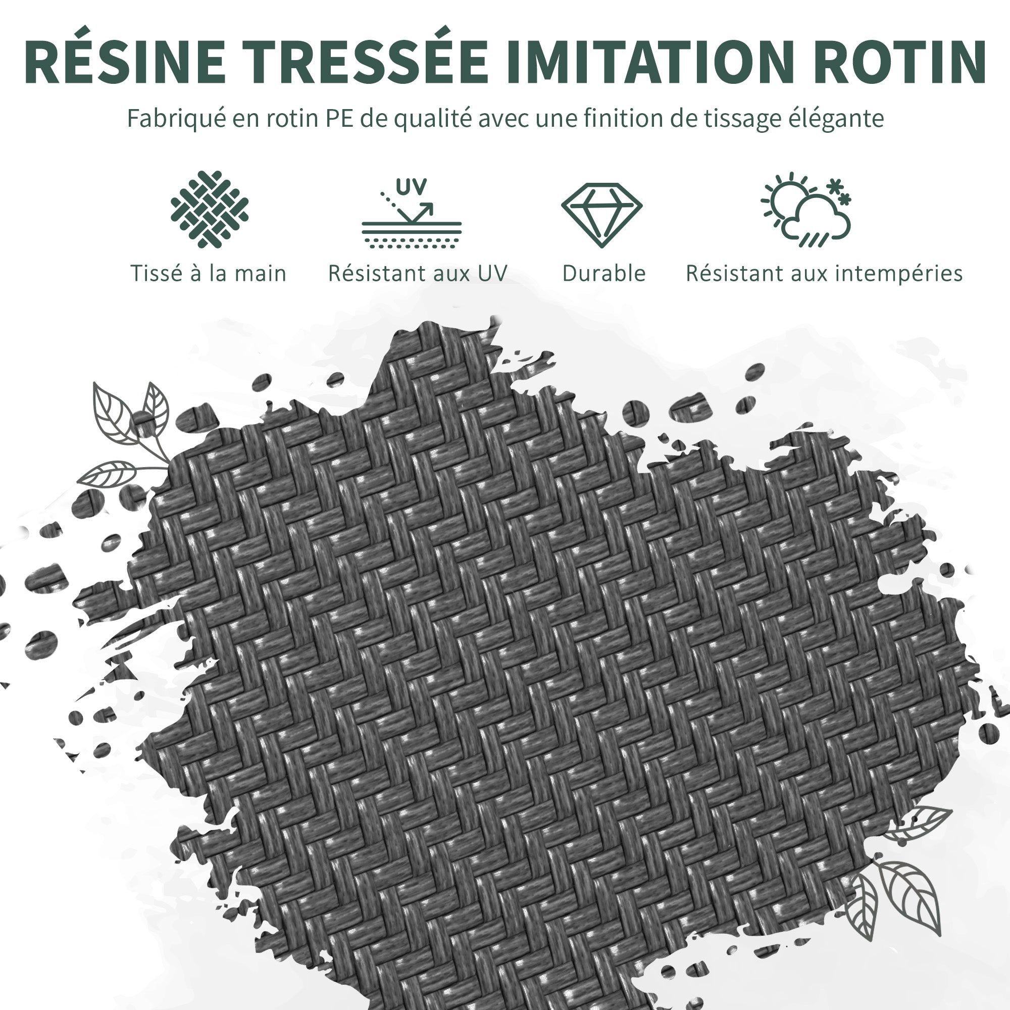 Set of 4 Stackable Garden Chairs, Outdoor Armchairs with Armrests and Gray Rattan Effect Wicker Coating