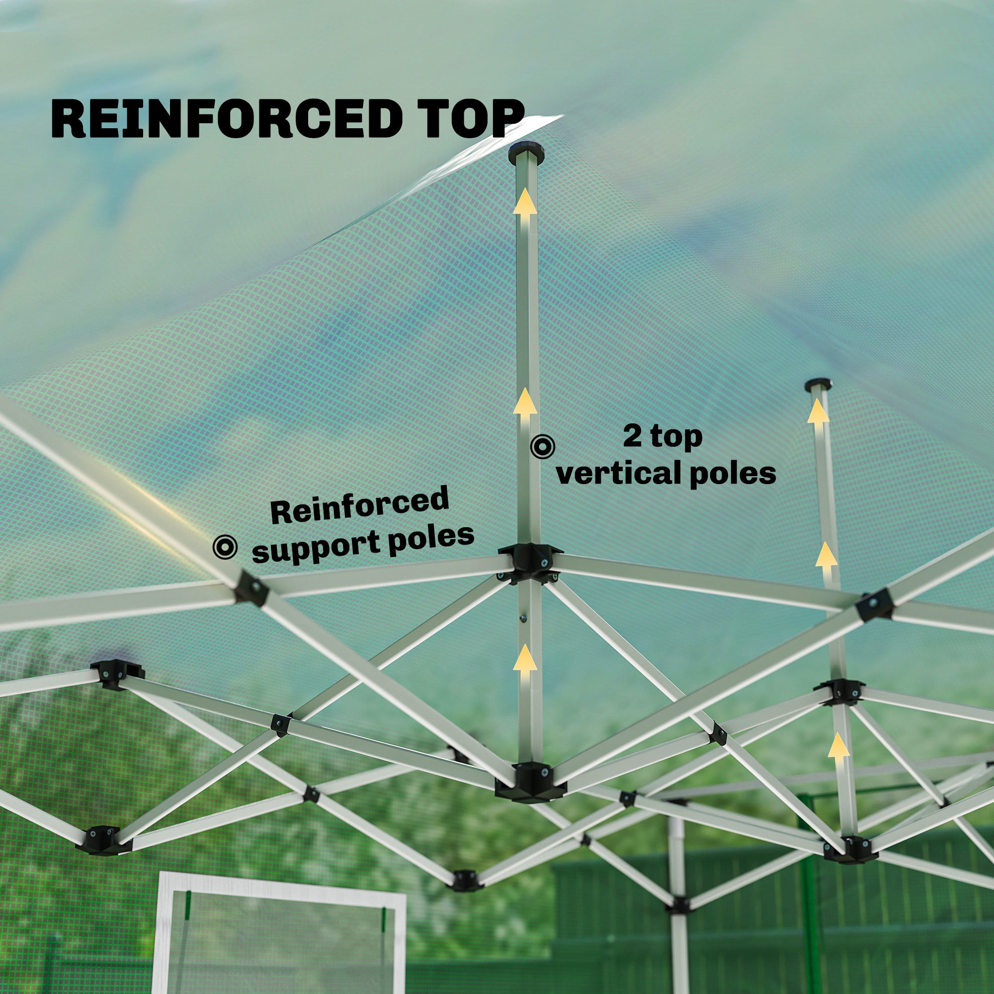 Foldable Pop-Up Greenhouse, 295×200×270 cm (PE Polytunnel) with Gable Roof, Roll-Up Zip Doors & Mesh Windows, Sturdy Metal Frame — Green