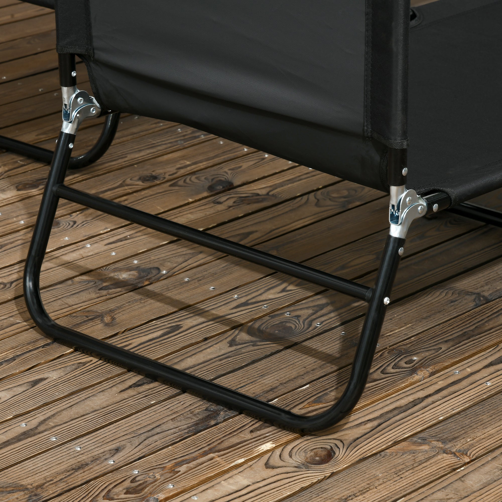 2-Pack Folding Sun Lounger — 5-Position Adjustable Backrest, Weather-Resistant, Black