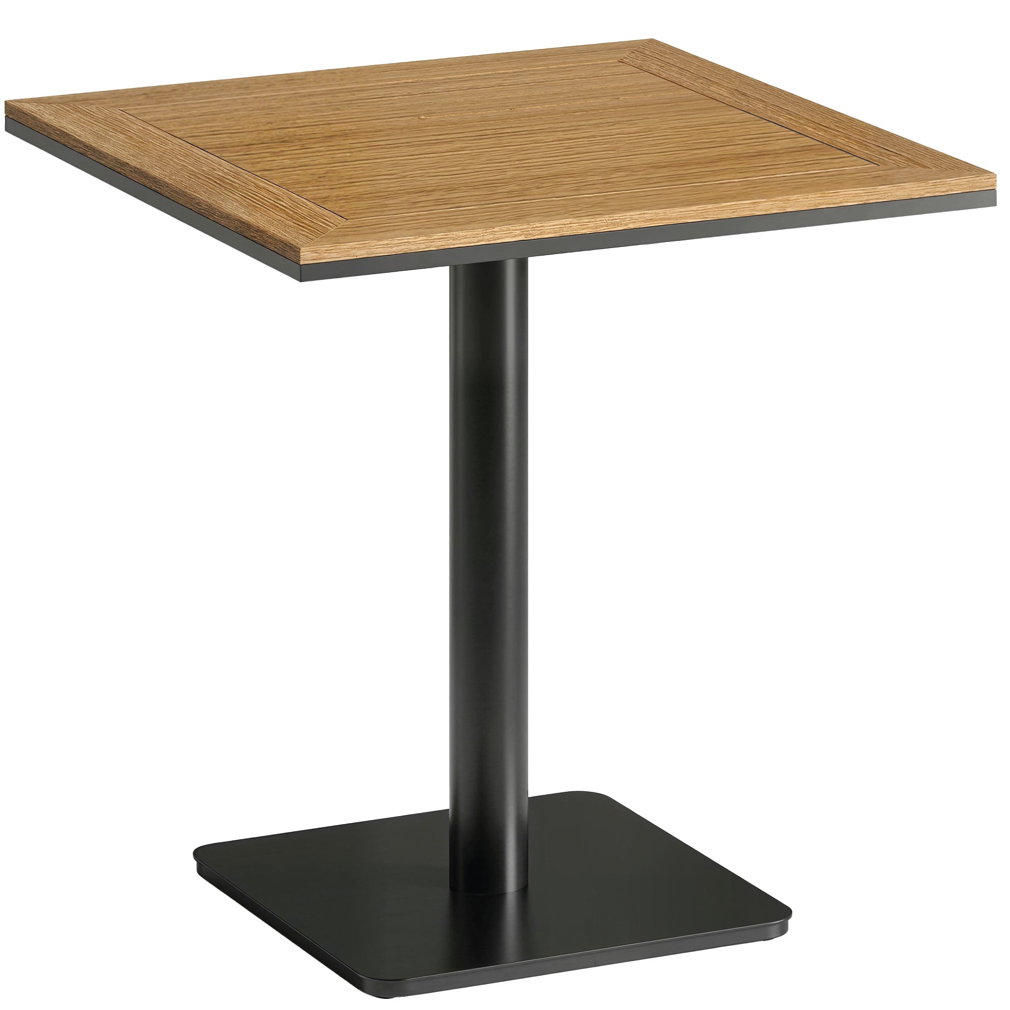 Square Balcony Table 70 x 70 cm (27.6 x 27.6 in) — 74 cm (29.1 in) High, Wood-Look WPC Top & Metal Frame, 30 kg (66 lb) Capacity — Natural Wood