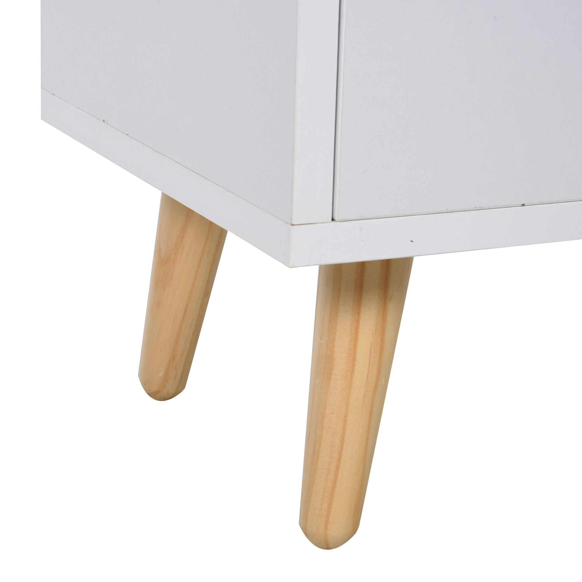 Multi-Purpose Bedside Table Side Cabinet for Living Room or Bedroom with 2 Spacious Drawers Pine Legs Modern Design 33x28x42 cm White