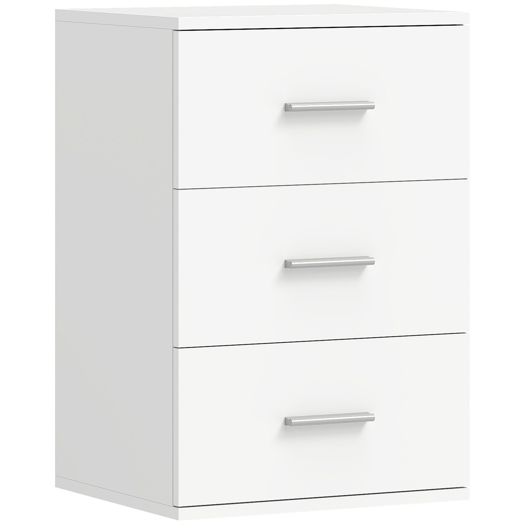 Nightstand with 3 Drawers, Bedroom Bedside Cabinet, MDF, White