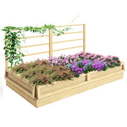 Raised Garden Planter with Trellis, Herbal Bed, Wooden Plant Box, Flower Box for Garden, Balcony, Natural Wood, 183 x 98.5 x 95 cm