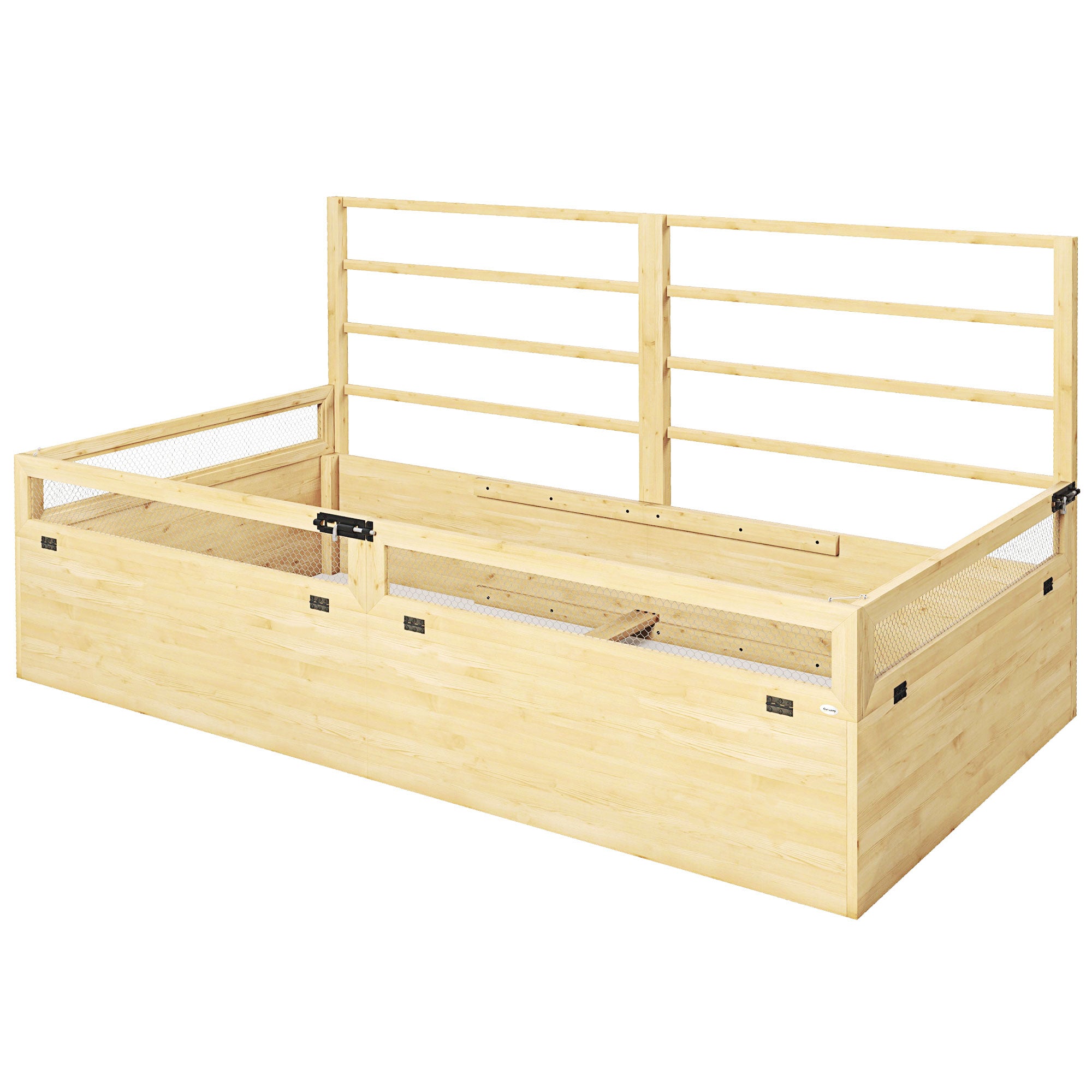 Raised Garden Planter with Trellis, Herbal Bed, Wooden Plant Box, Flower Box for Garden, Balcony, Natural Wood, 183 x 98.5 x 95 cm