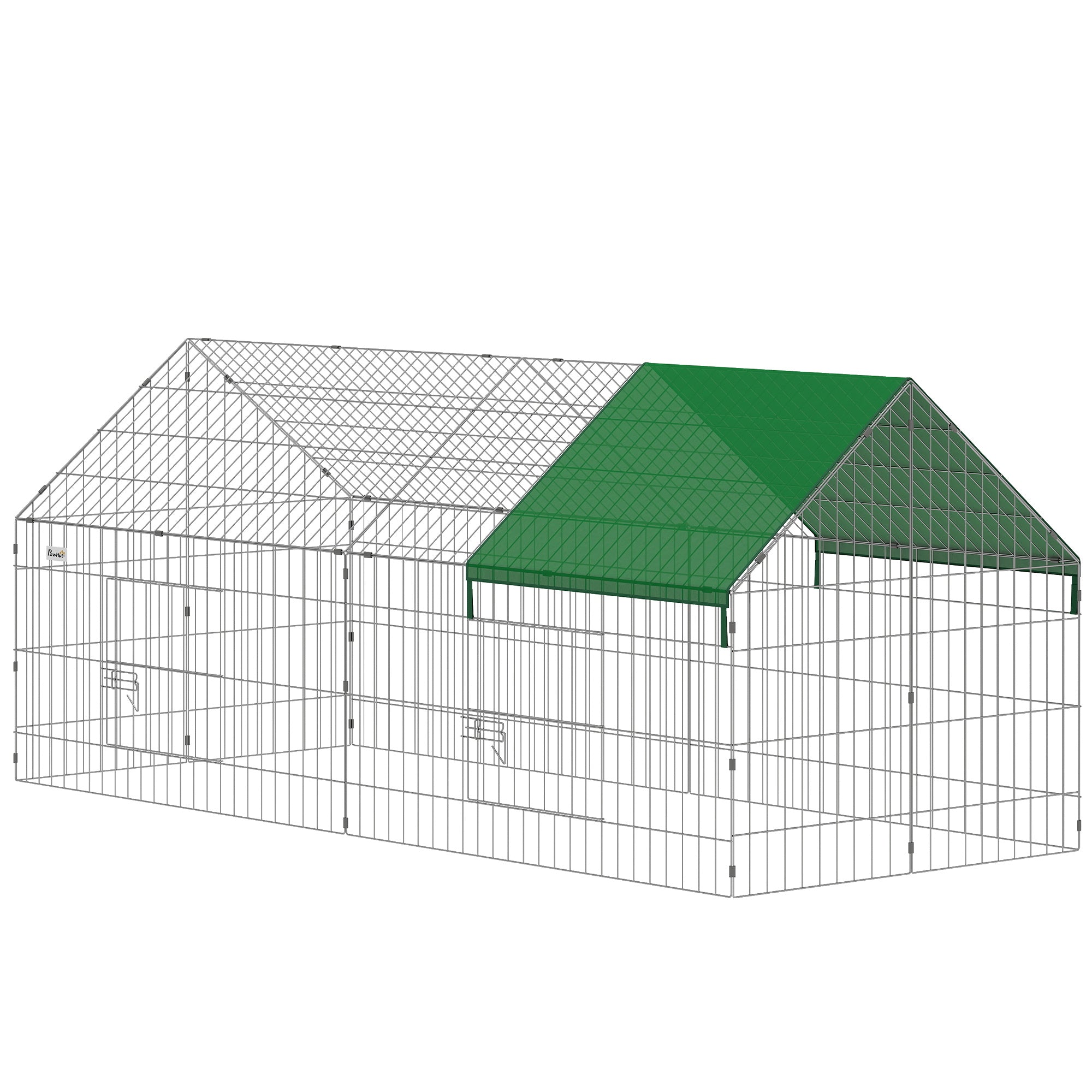 Outdoor/Indoor Rabbit & Chicken Run with Shade Cover and Metal Mesh, 71 x 29.5 x 29.5 in (180 x 75 x 75 cm), Green