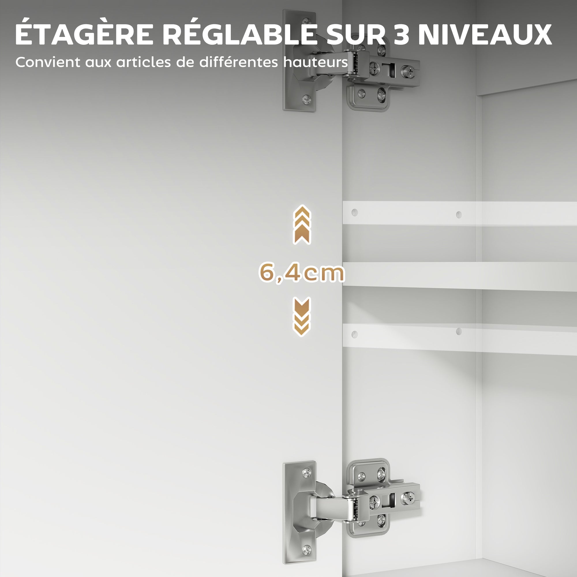 Mirrored Wall Bathroom Cabinet, 60 x 16 x 60 cm (23.6 x 6.3 x 23.6 in) — 2 Mirrored Doors, Adjustable Interior Shelf & Open Shelf, White