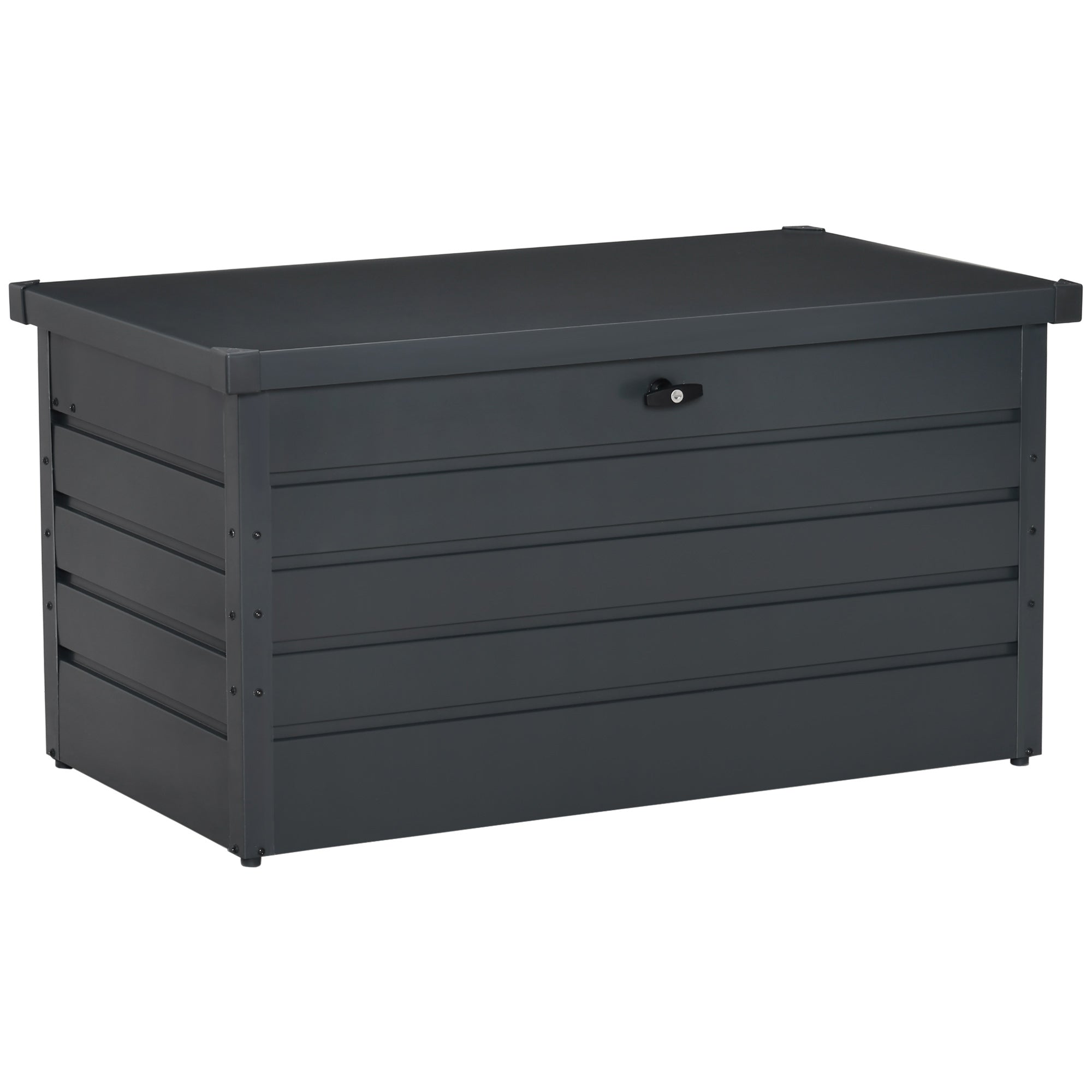 Outdoor Storage Chest 311L Steel Storage Trunk with Key Lock Pneumatic Pistons for Garden Terrace Patio 120x62x62 cm Dark Gray
