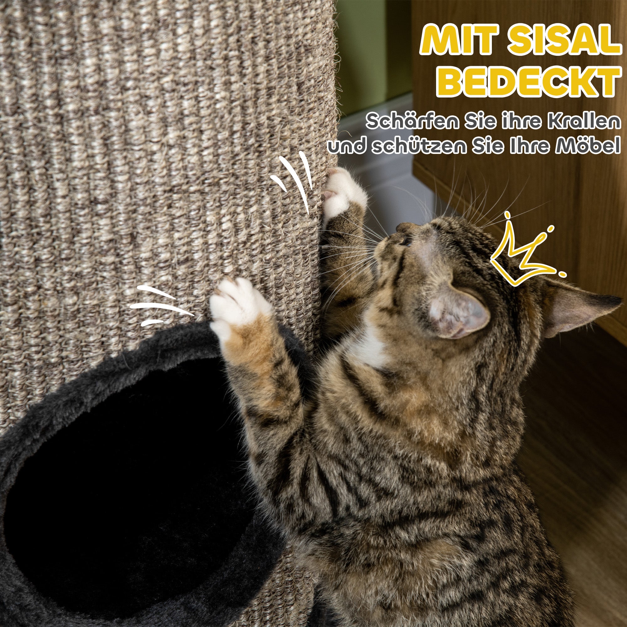 Scratching Barrel 70 cm High Ø 38 cm Three-Story Cat Barrel with Plush Edge, Cat Cave, Scratching Post for Small Cats, Light Gray