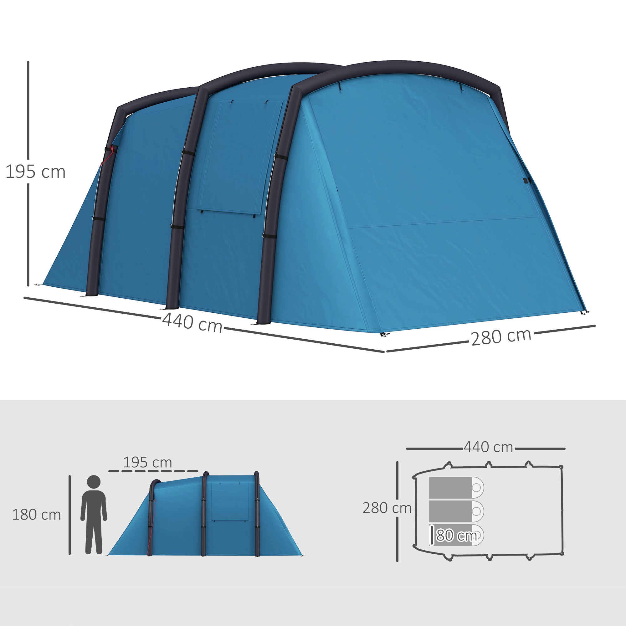 Inflatable Tent for 3-6 People Outdoor Camping Tent with Air Pump Camping Tent UV50+ Family Tent Air Tent for 3 Seasons Windproof Glamping Tent Quick Setup