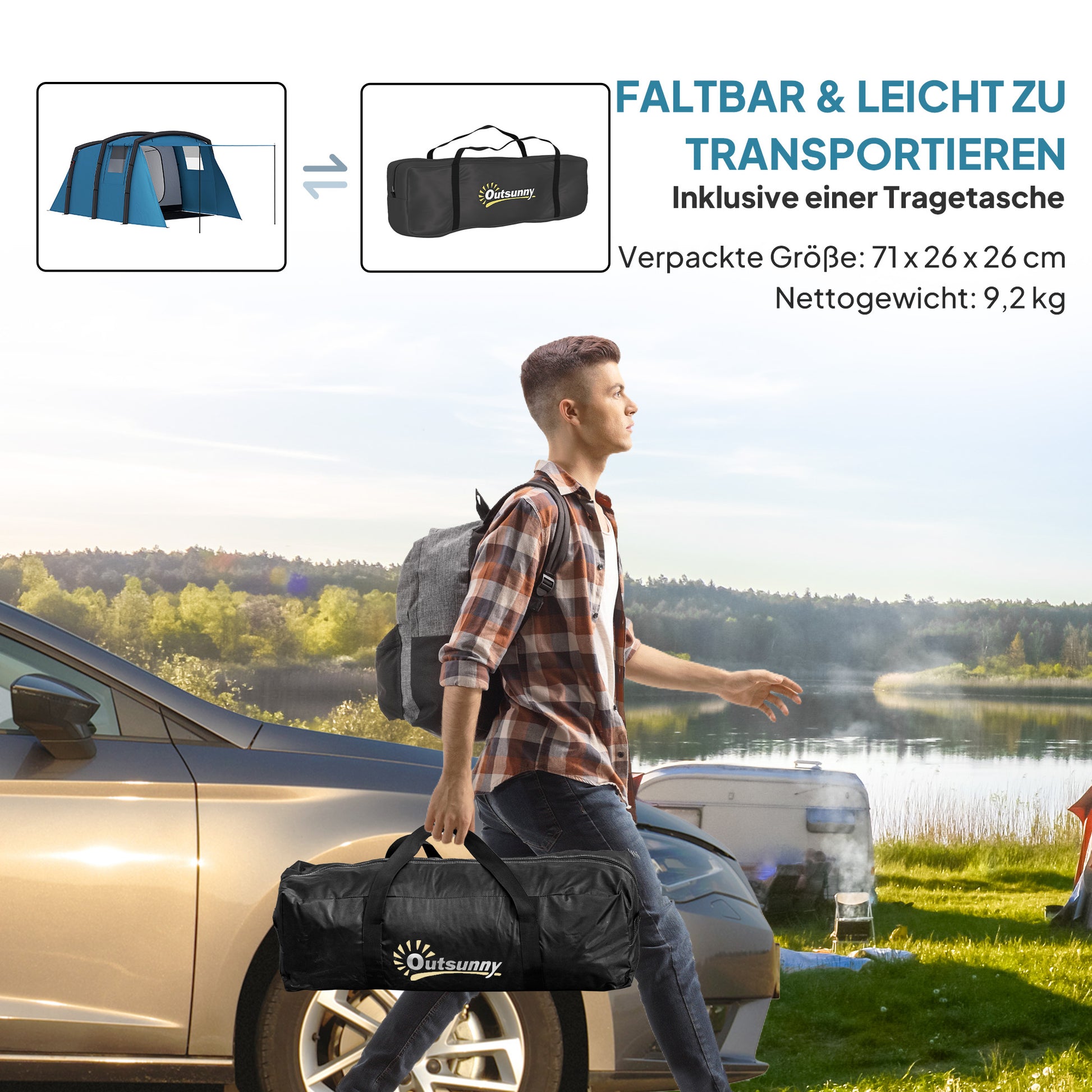Inflatable Tent for 3-6 People Outdoor Camping Tent with Air Pump Camping Tent UV50+ Family Tent Air Tent for 3 Seasons Windproof Glamping Tent Quick Setup