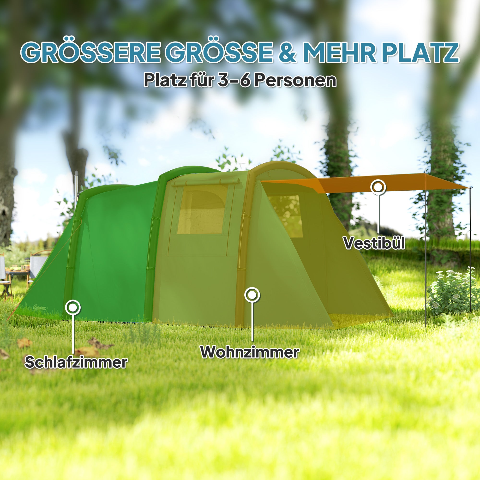 Inflatable Tent for 3-6 People Outdoor Camping Tent with Air Pump Camping Tent UV50+ Family Tent Air Tent for 3 Seasons Windproof Glamping Tent Quick Setup