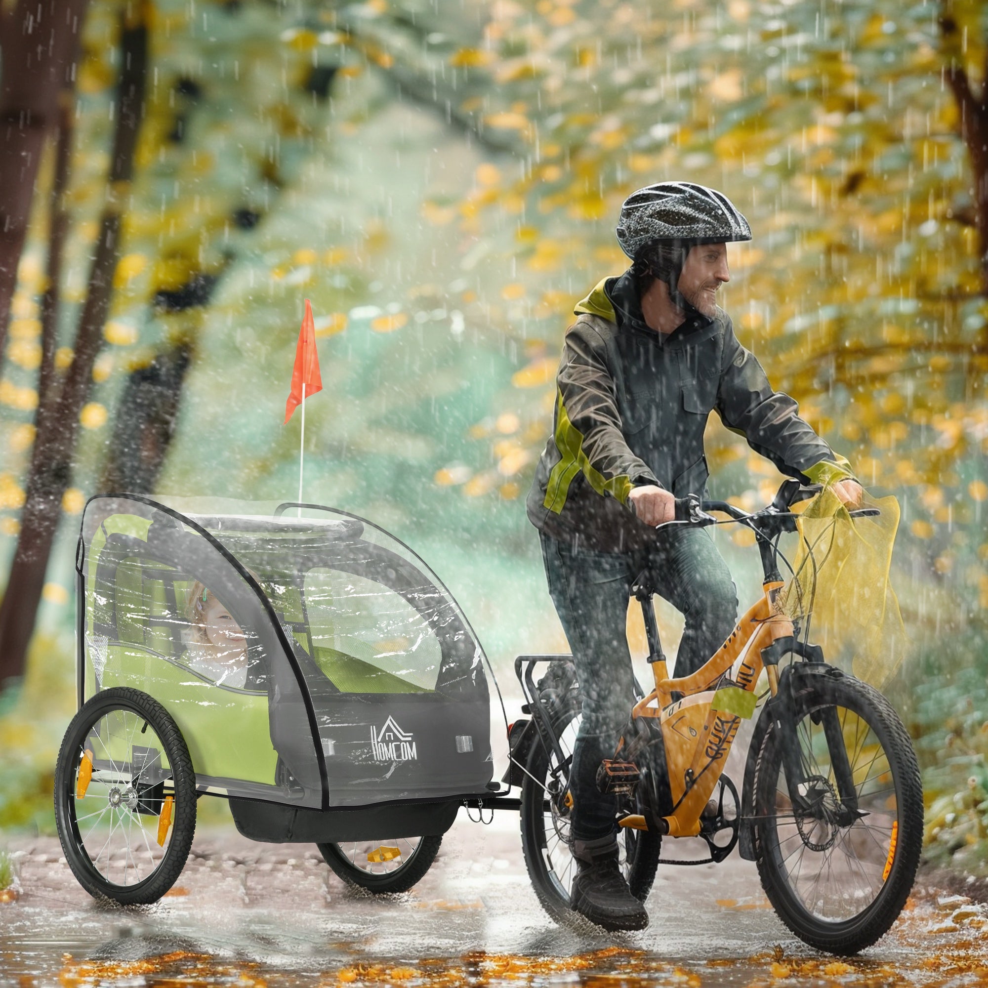 Rain Cover for Bike Trailer, Rain Protection Cover for Hand Wagon, Child Trailer, Rain Cover with Velcro Closure, Transparent