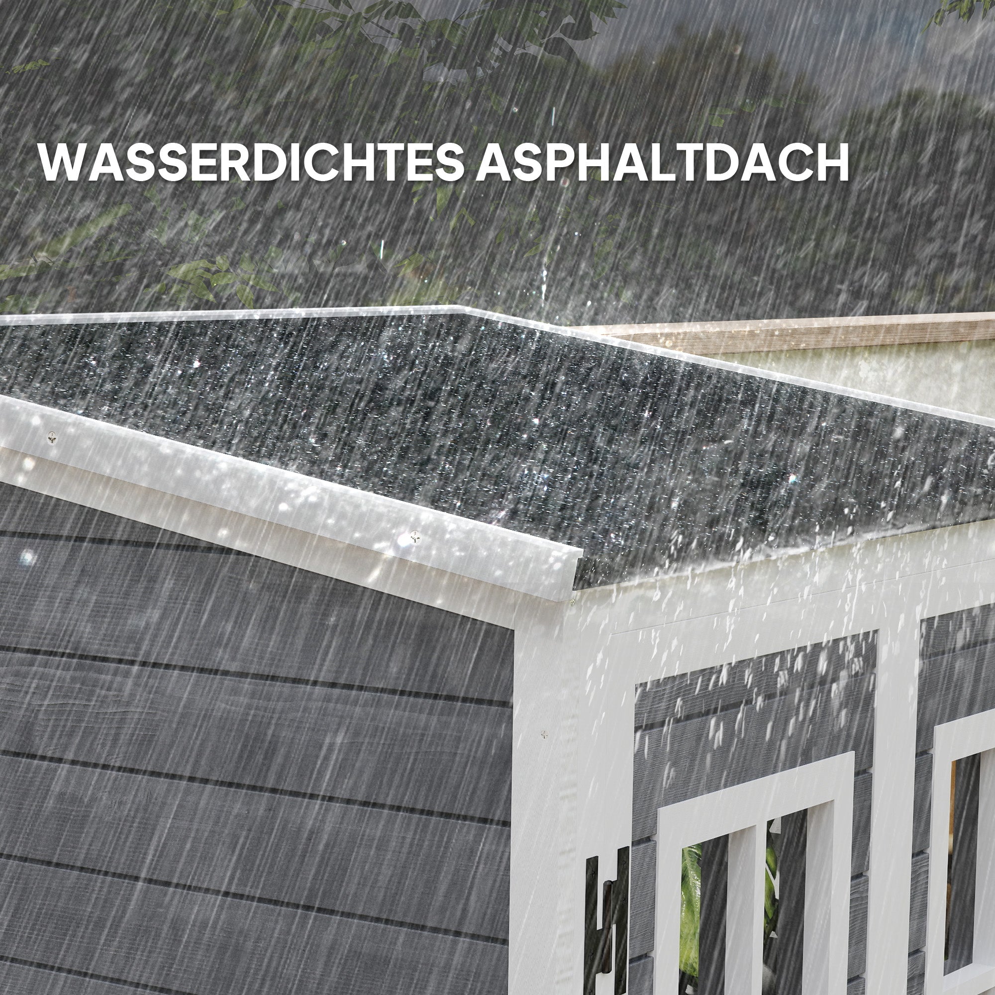 Wooden Garden Cabinet, Tool Shed with Lockable Door 2 Windows Floor Plate Asphalt Pent Roof Shelf 91x69x192cm, weatherproof Tool Cabinet, Tool Shed for Garden, Terrace, Light Gray