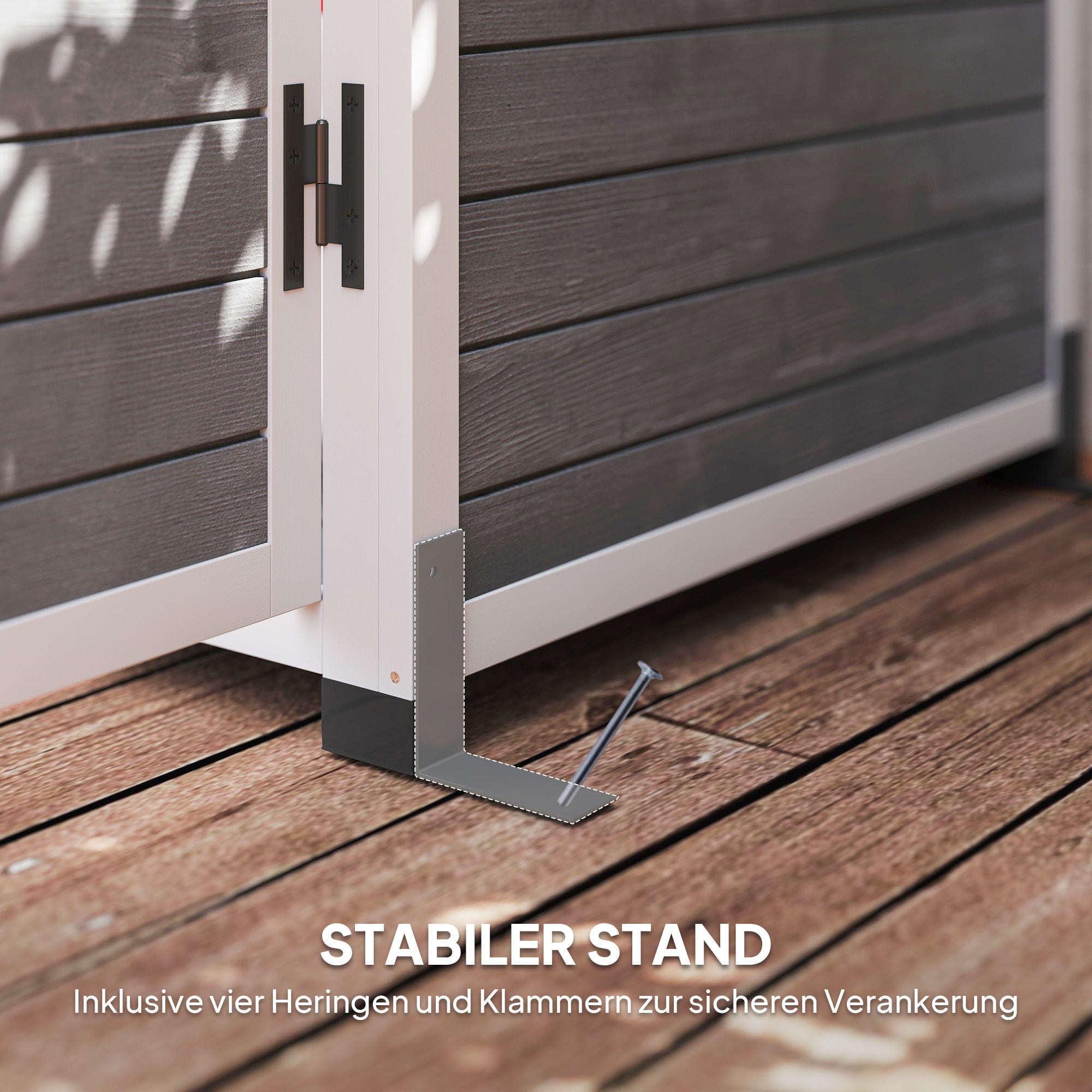 Wooden Garden Cabinet, Tool Shed with Lockable Door 2 Windows Floor Plate Asphalt Pent Roof Shelf 91x69x192cm, weatherproof Tool Cabinet, Tool Shed for Garden, Terrace, Light Gray