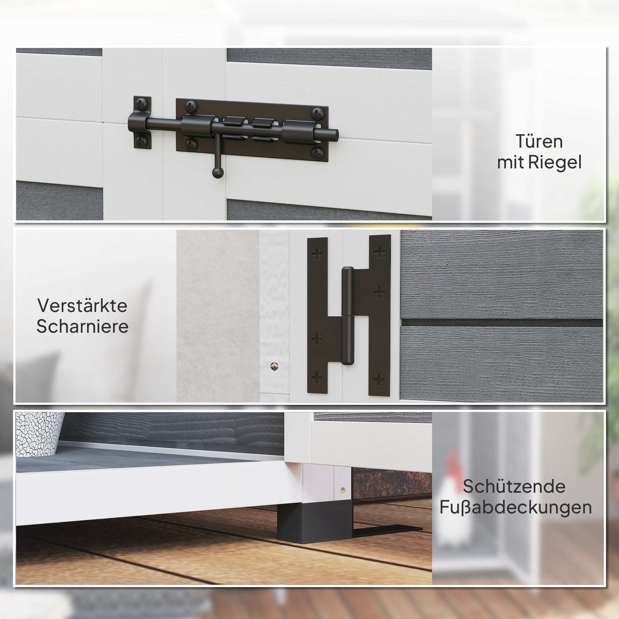 Wooden Garden Cabinet, Tool Shed with Lockable Door 2 Windows Floor Plate Asphalt Pent Roof Shelf 91x69x192cm, weatherproof Tool Cabinet, Tool Shed for Garden, Terrace, Light Gray