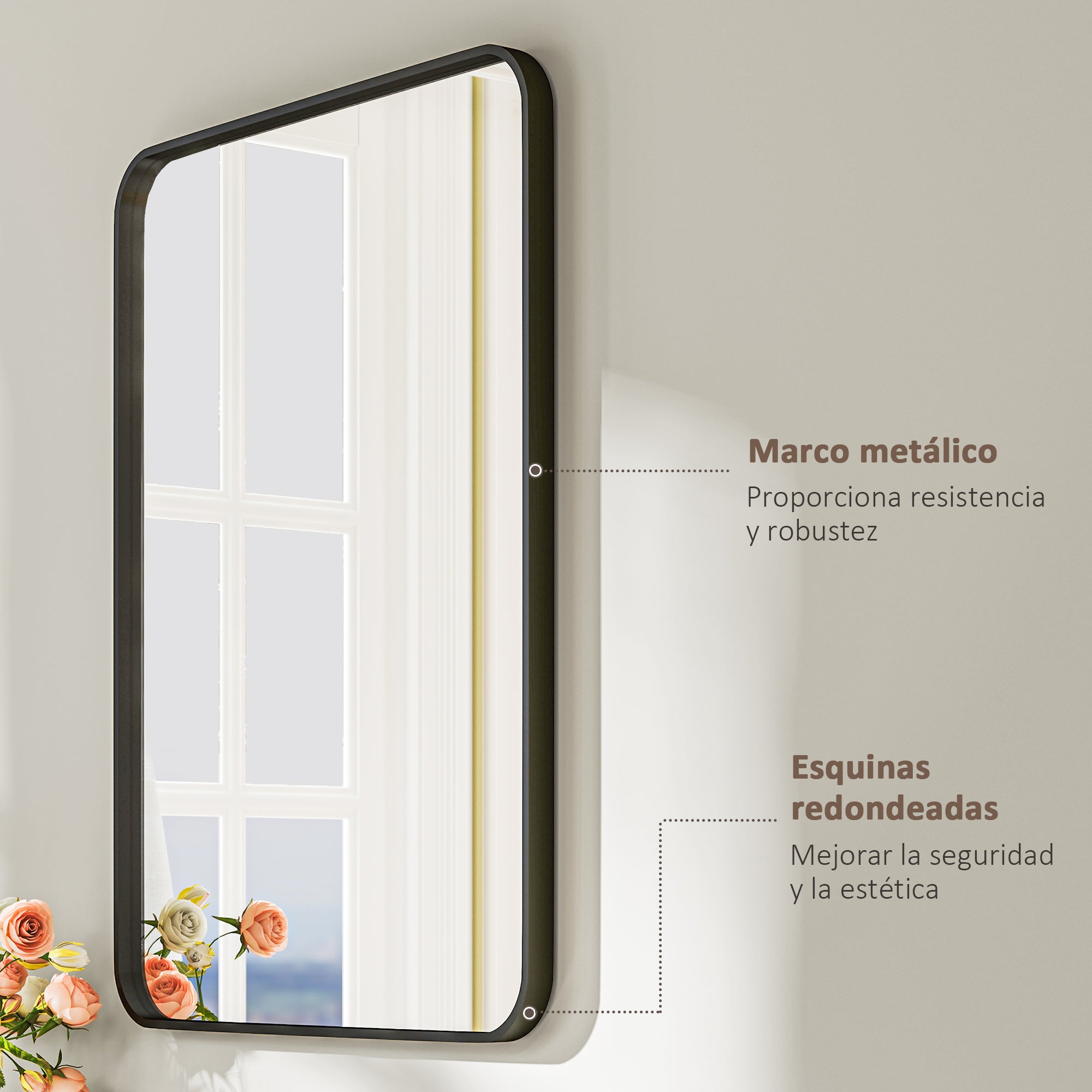 24x32 inch Bathroom Mirror Wall Mirror Decorative Mirror with Metal Frame and Easy Installation Hook for Living Room Entryway Hallway Black