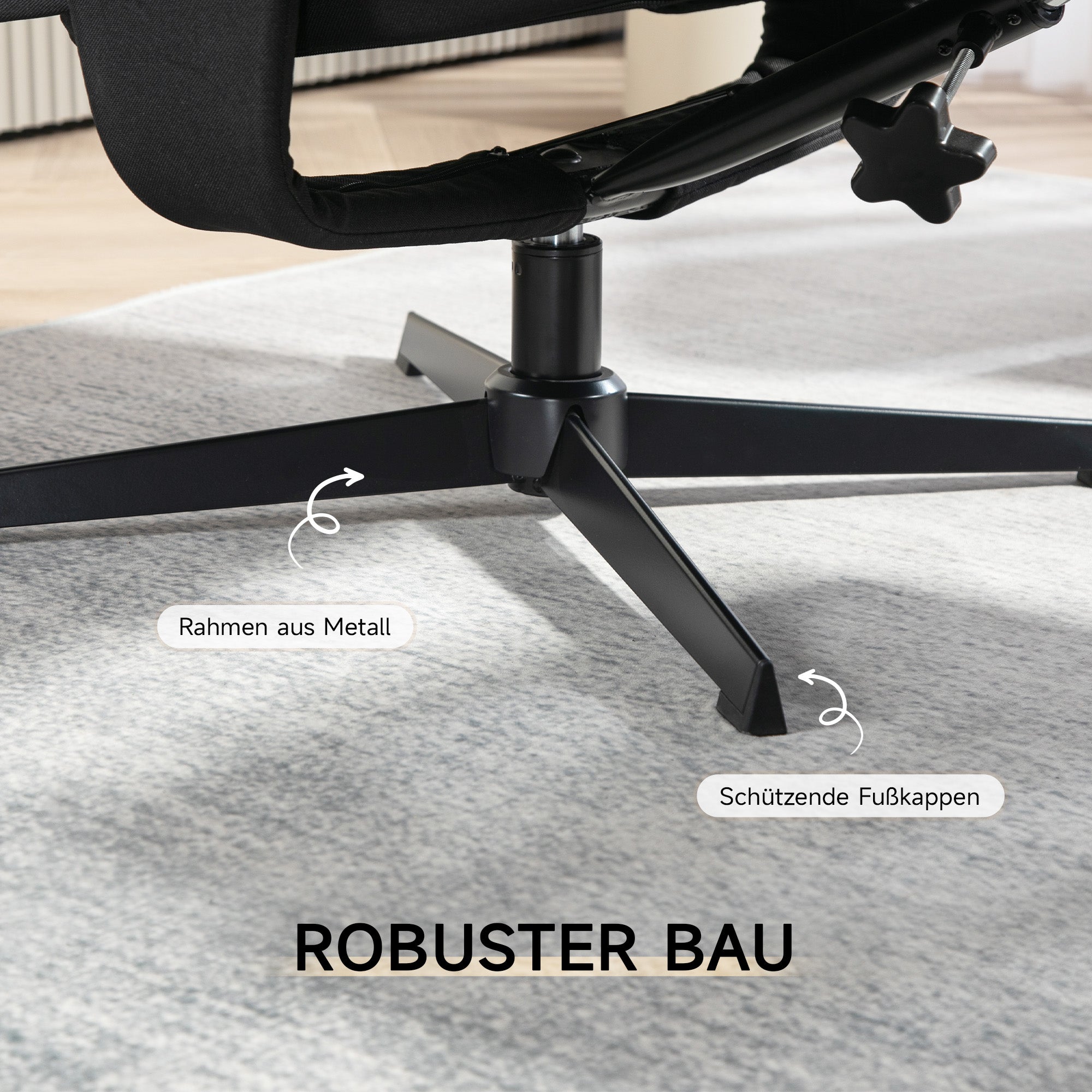 Recliner Chair with Ottoman, Padded TV Chair with Reclining Function, Rocking Feature, Swivel Lounge Chair with Velvet Look, for Living Room, Bedroom, Black