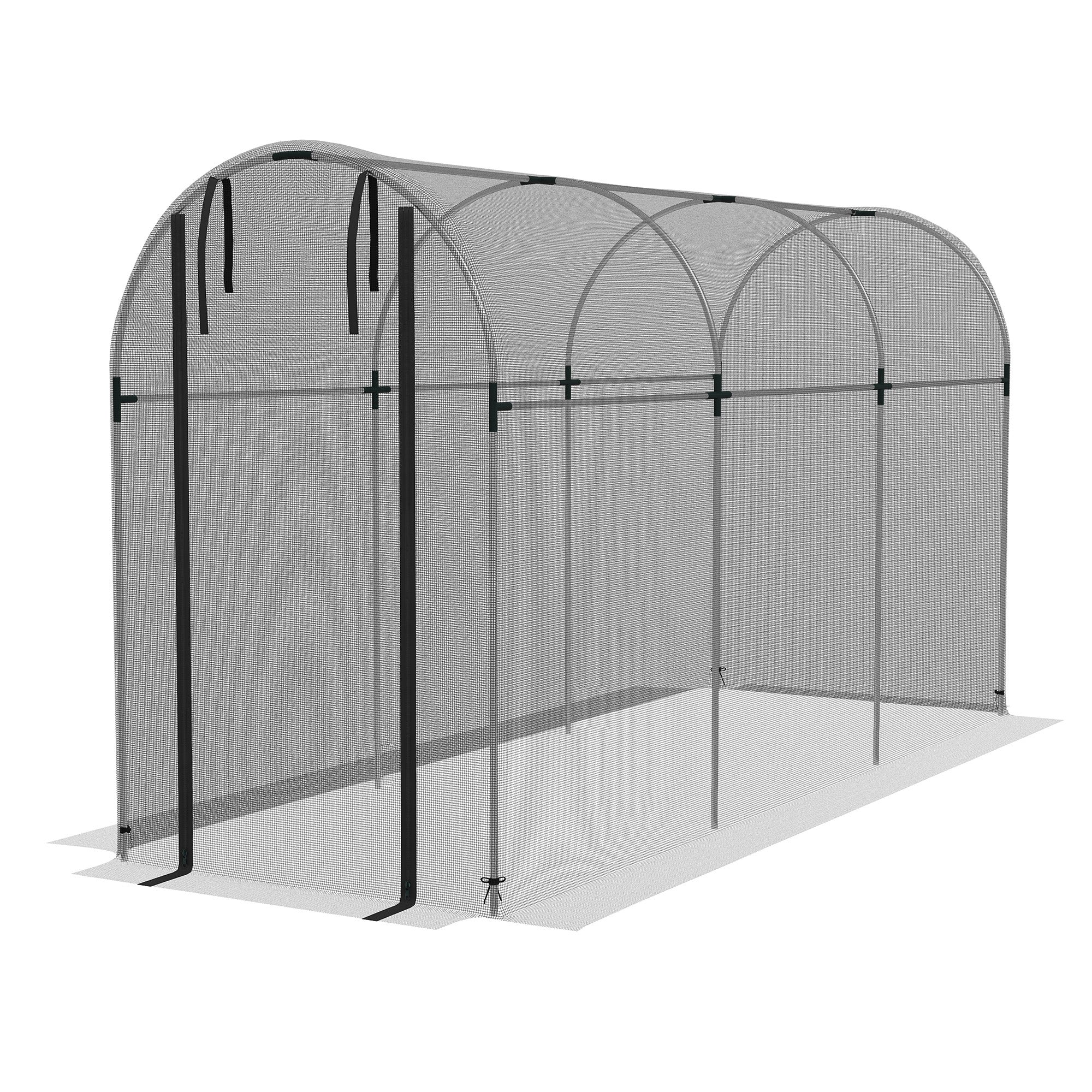 Insect Protection Net 1.2 x 3.6 m Garden Net with Door, Plant Protection Tent, Pest Protection Net with Steel Frame, for Garden, Balcony, HDPE, Black