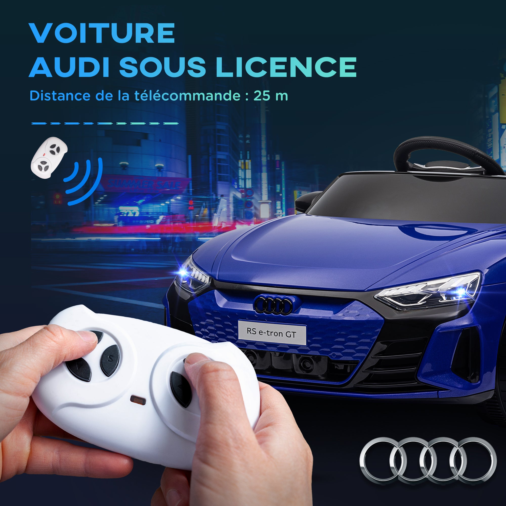 12V Electric Kids Car - Parental Remote Control Provided - Max. Speed 5 Km/h - Sound and Light Effects - Dark Blue Audi RS E-tron GT