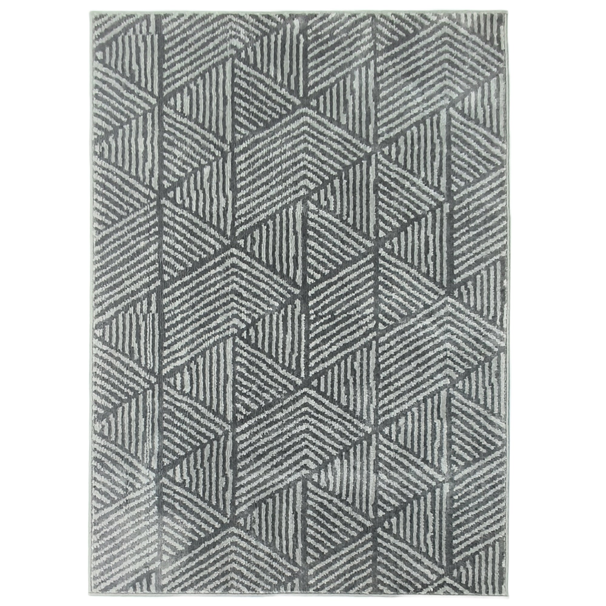 Living Room Rug 170x120 cm Machine Washable Short Pile Geometric Rug for Living Room Bedroom Dining Room Dark Gray