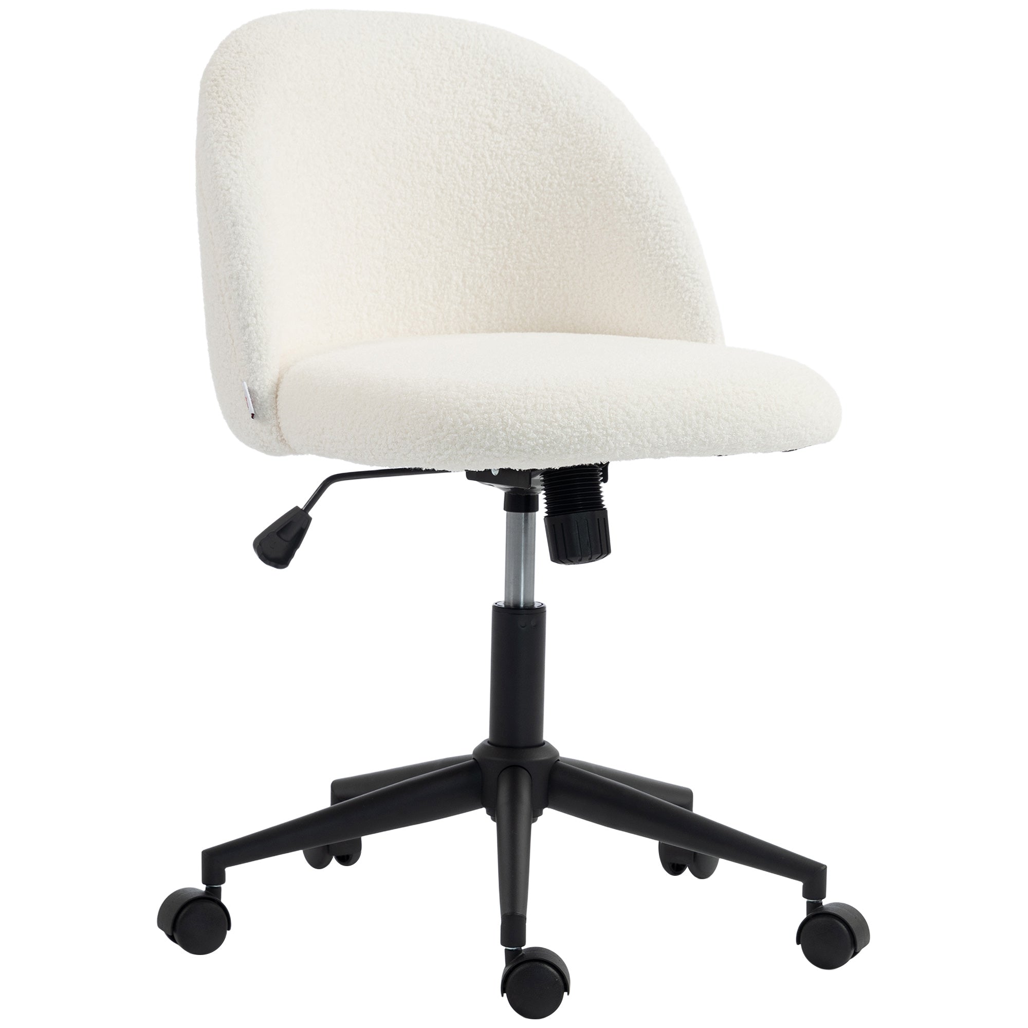 Adjustable Office Chair with Teddy Fleece, Swivel Casters, Tilt Function, Up to 265 lb, Vanity/Bedroom Desk Chair – Cream