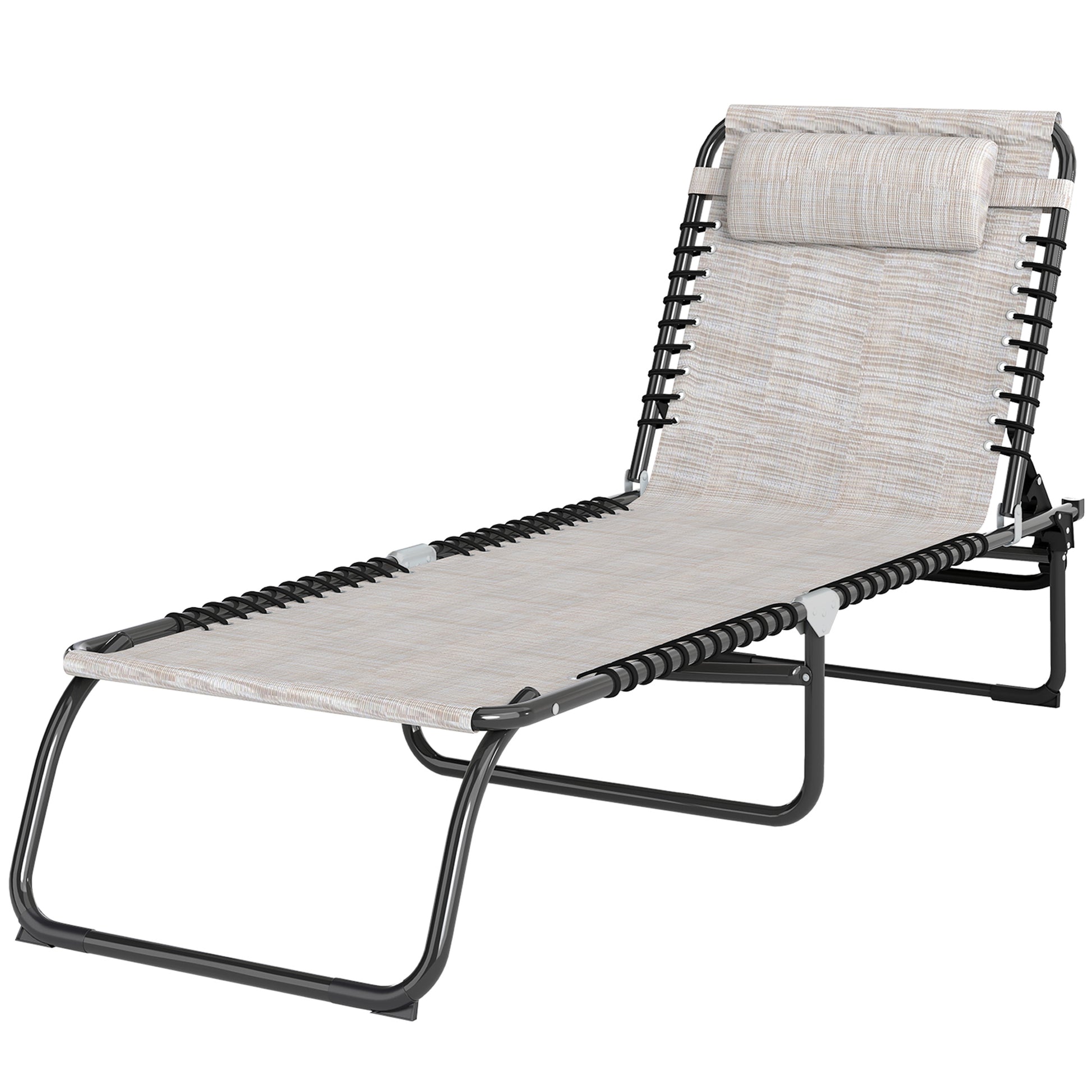 Foldable Sun Lounger Garden Lounger, Recliner with 4-Position Adjustable Backrest, Weather-resistant Camping Lounger up to 120 kg load capacity, for Garden Beach Pool, Cream White