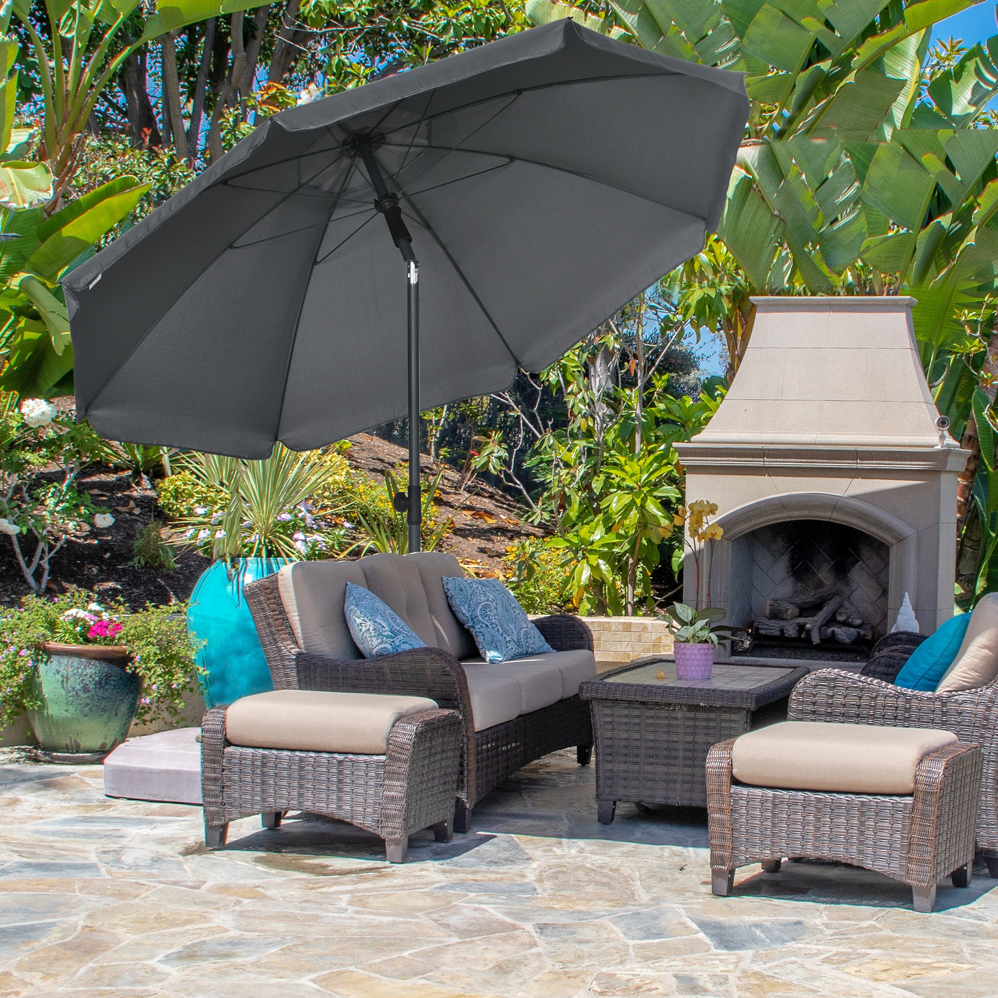 Beach Umbrella Ø180 cm UV 50+ Windproof Stable Beach Umbrella with UV Protection Stormproof Balcony Umbrella Foldable Garden Umbrella Safe Sun Protection for Travel Beach Balcony Camping Dark Grey