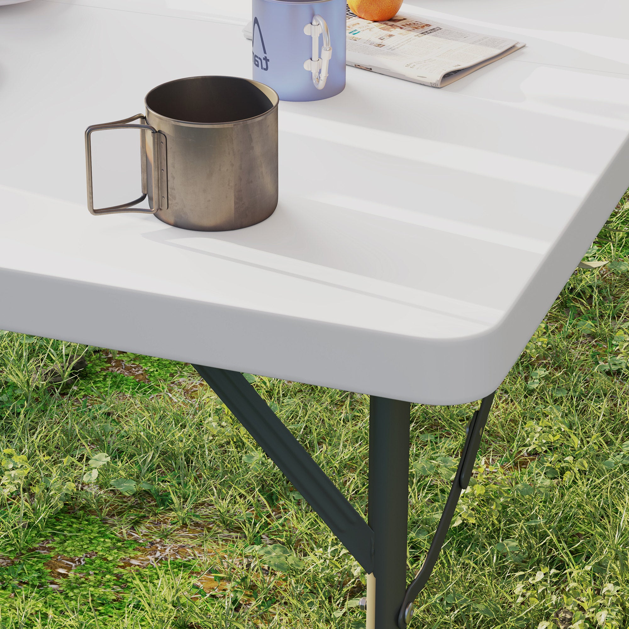 Folding Camping Table Adjustable Height Multifunctional Table Lightweight Side Table for Garden Terrace Balcony Camping Picnic 86 x 86 cm White