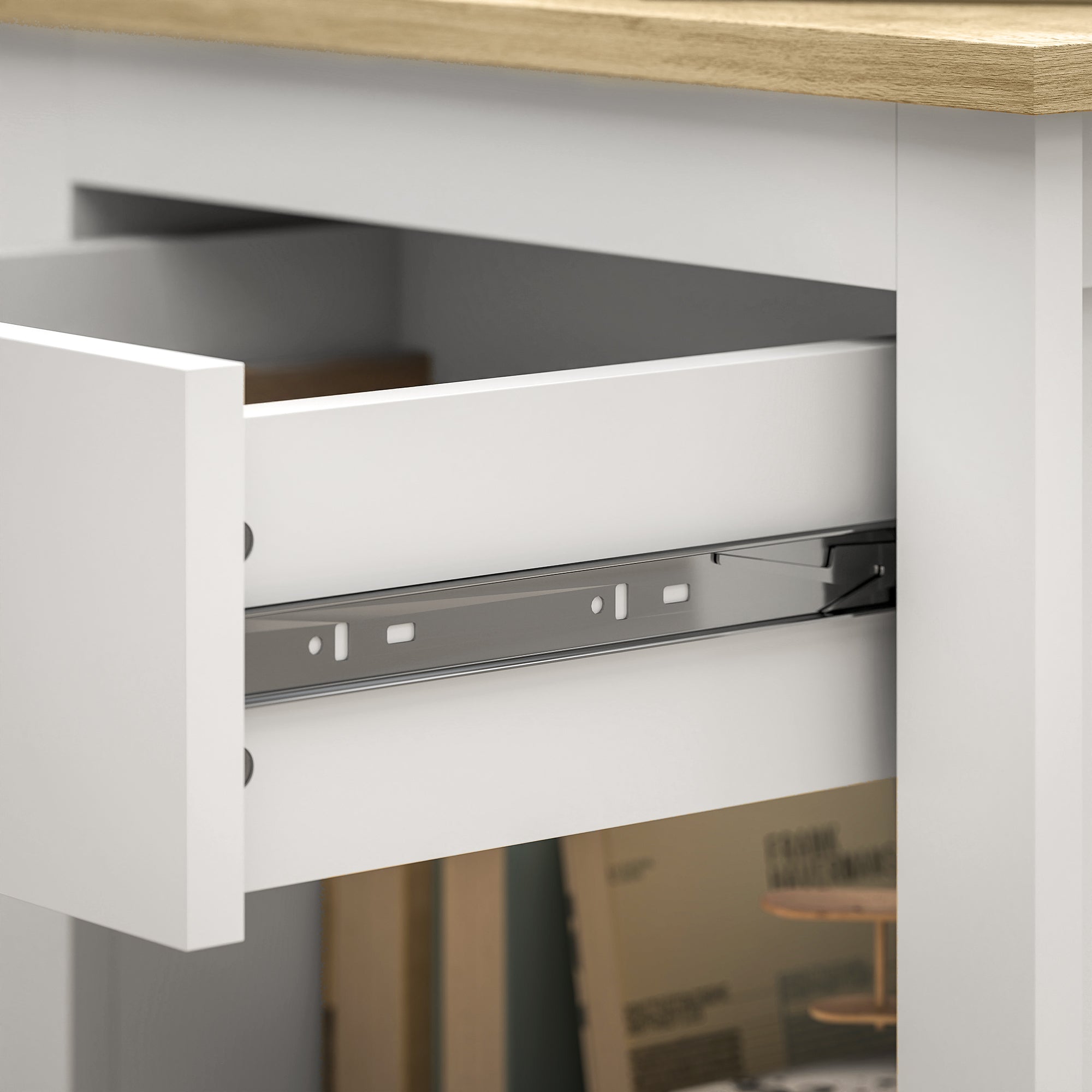 Set of 2 Bedside Tables Nightstand with Drawer and Open Compartment, Modern Style for Bedroom, Living Room, 45 x 40 x 55 cm, White